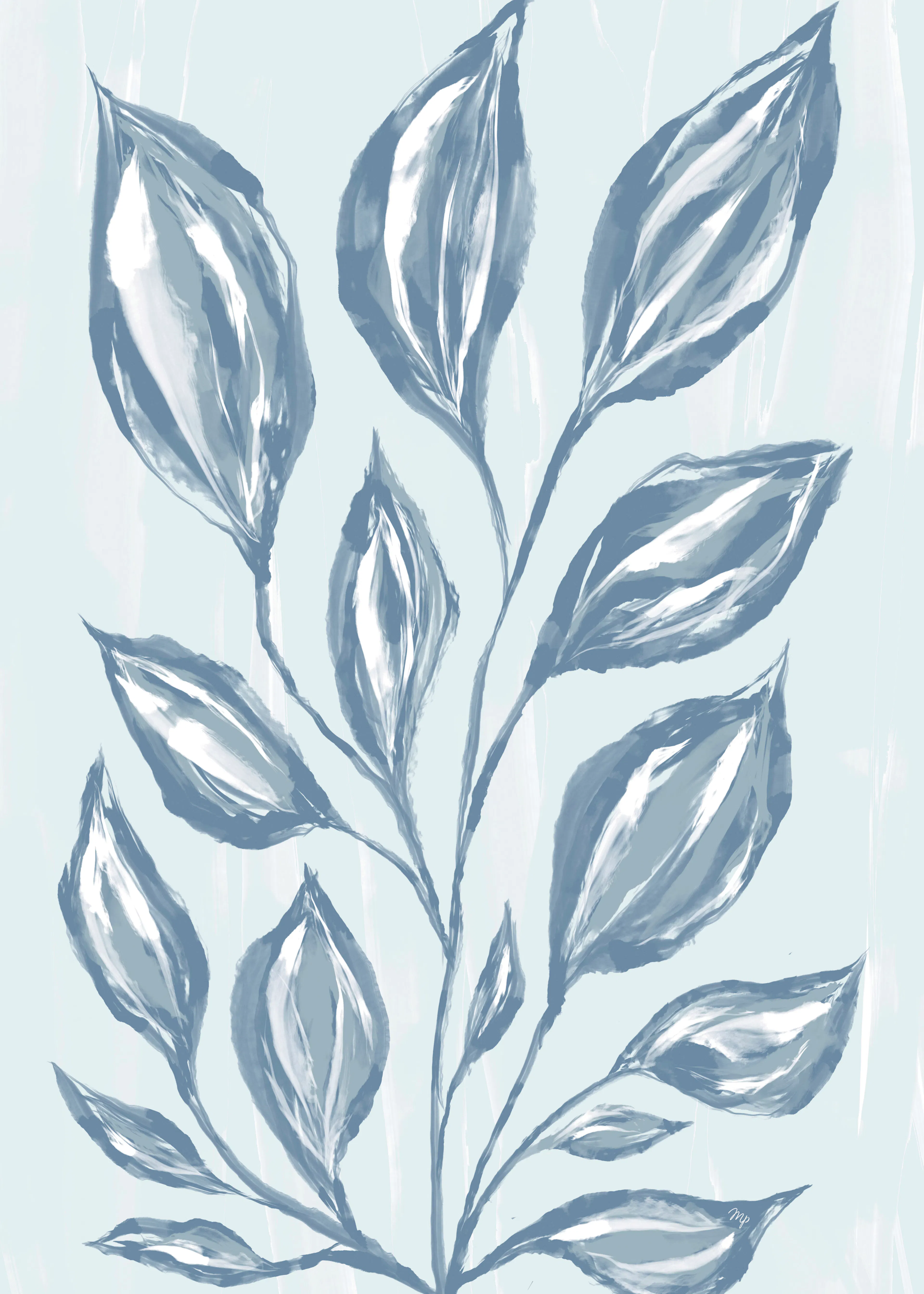 Light Blue Leaf Poster 0