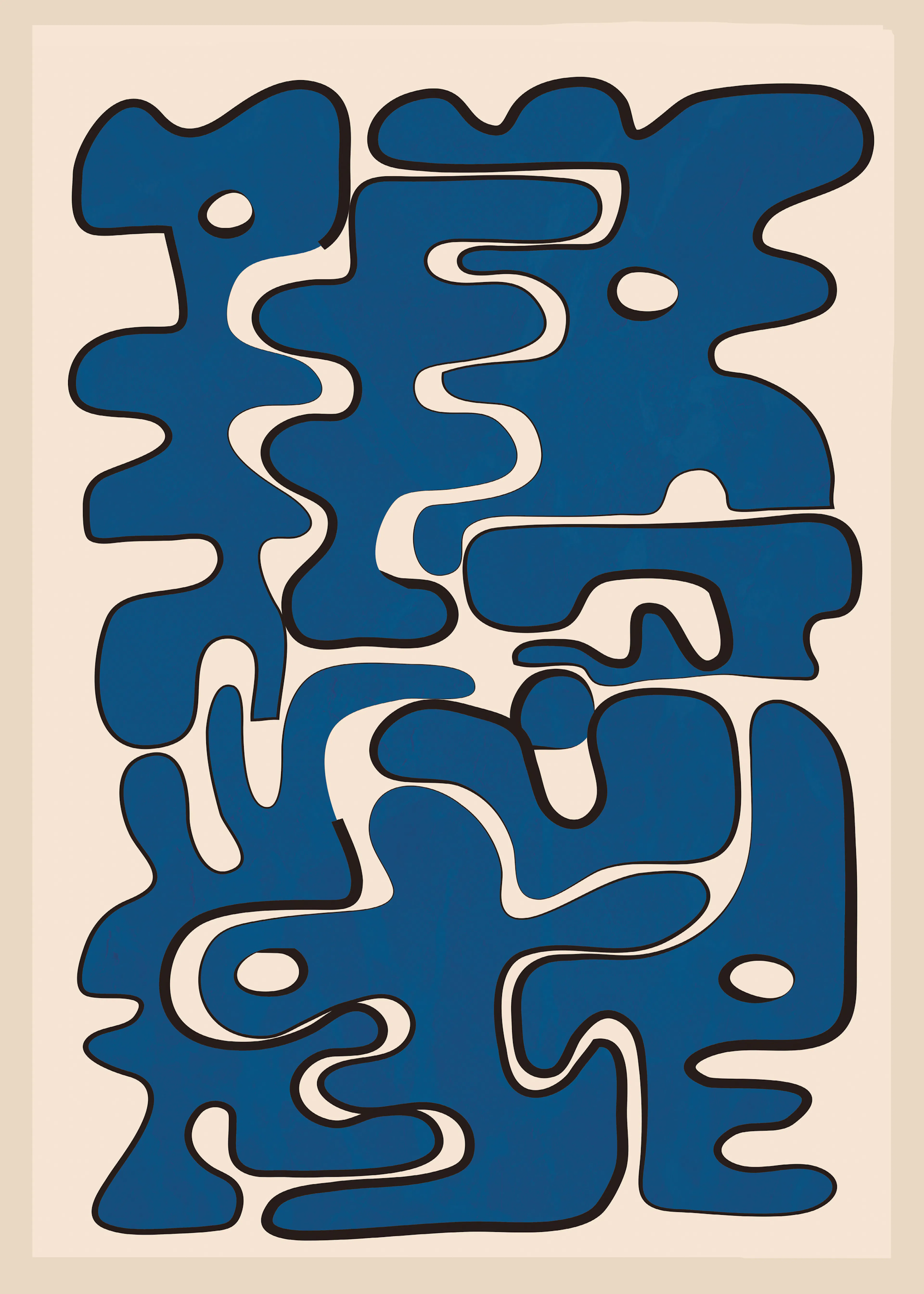 Beige Blue Abstract Shapes Poster 0