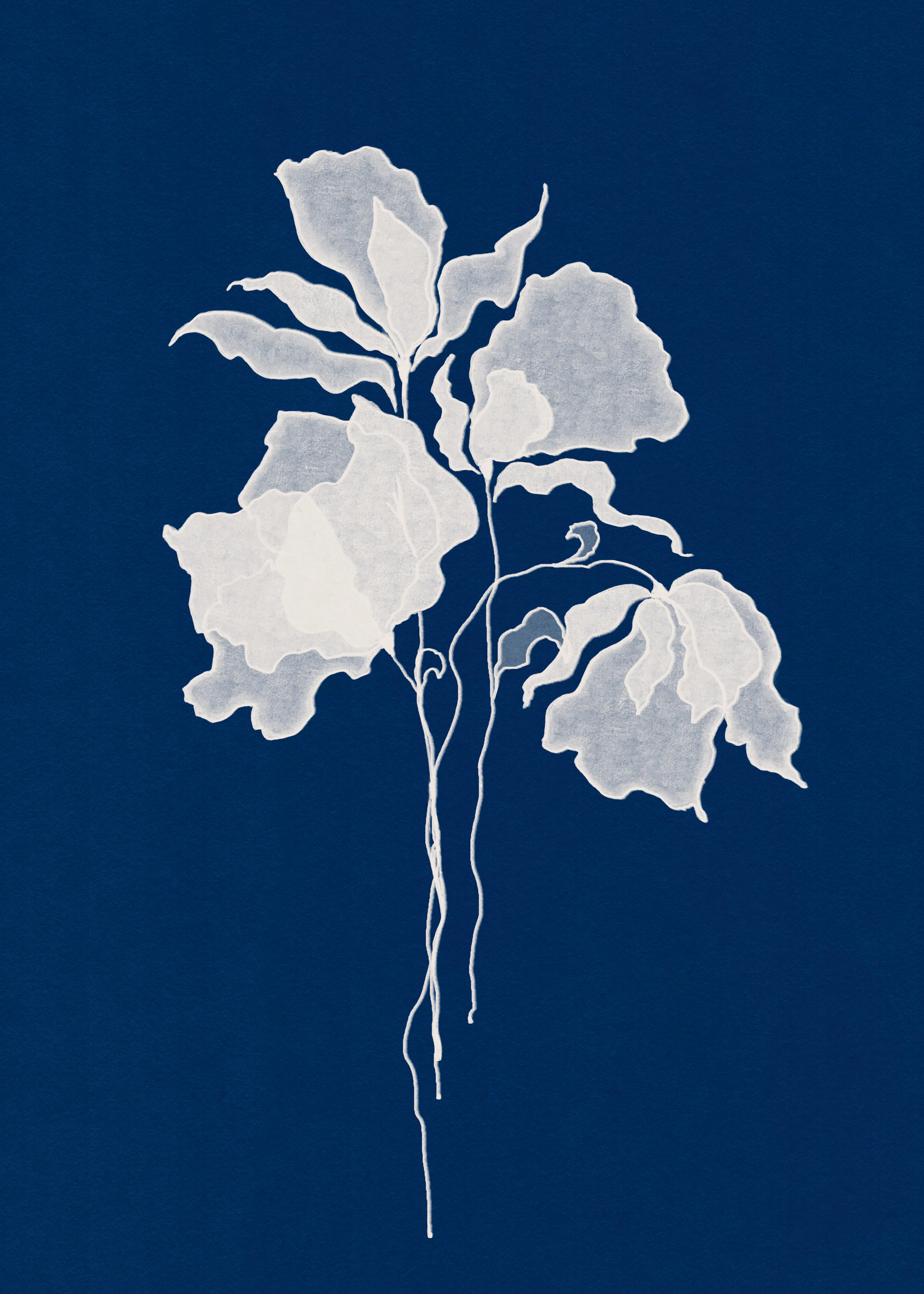 Navy Elegant Blooms Poster 0