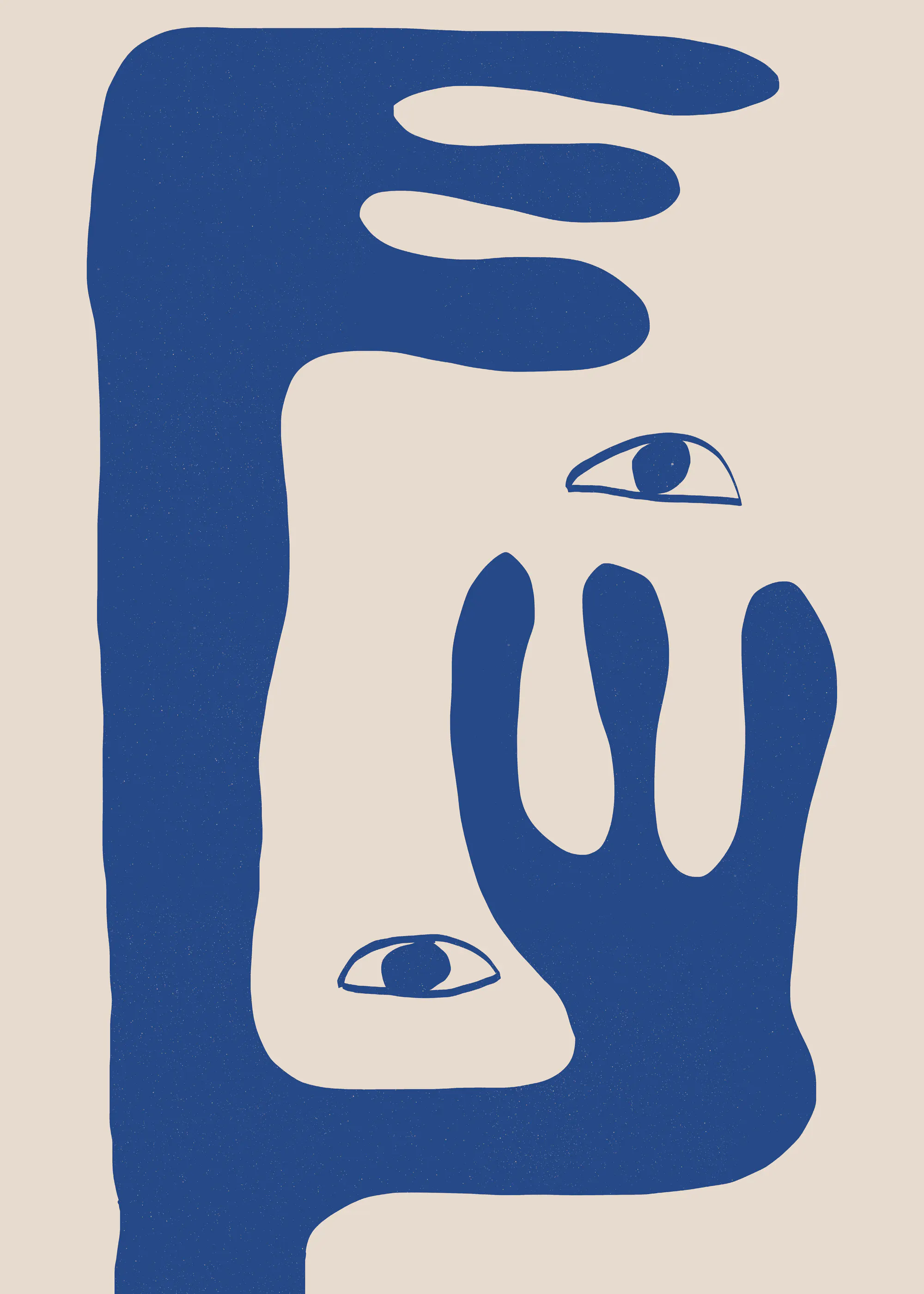 Navy Abstract Faces Poster 0