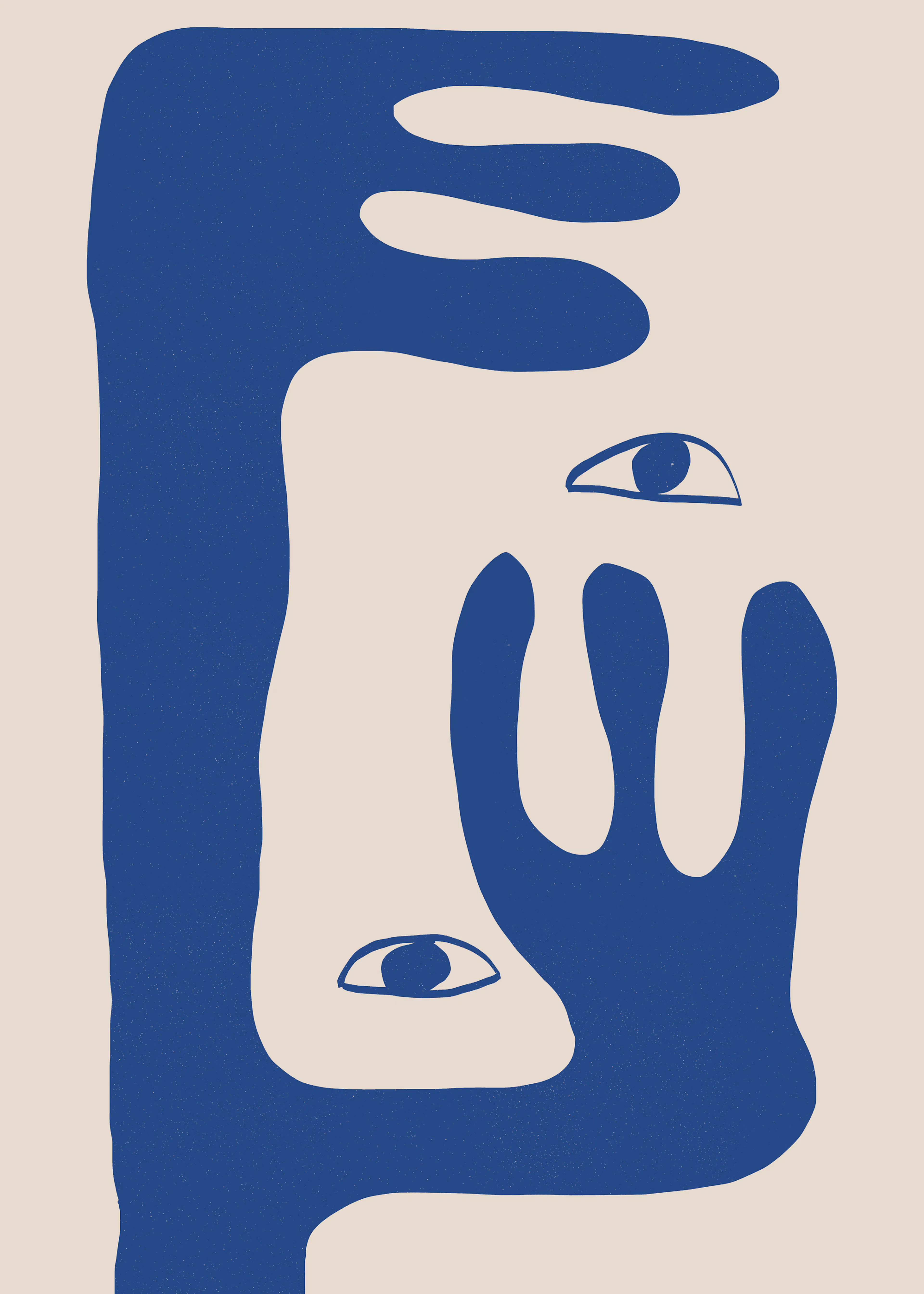 Navy Abstract Faces Poster 0