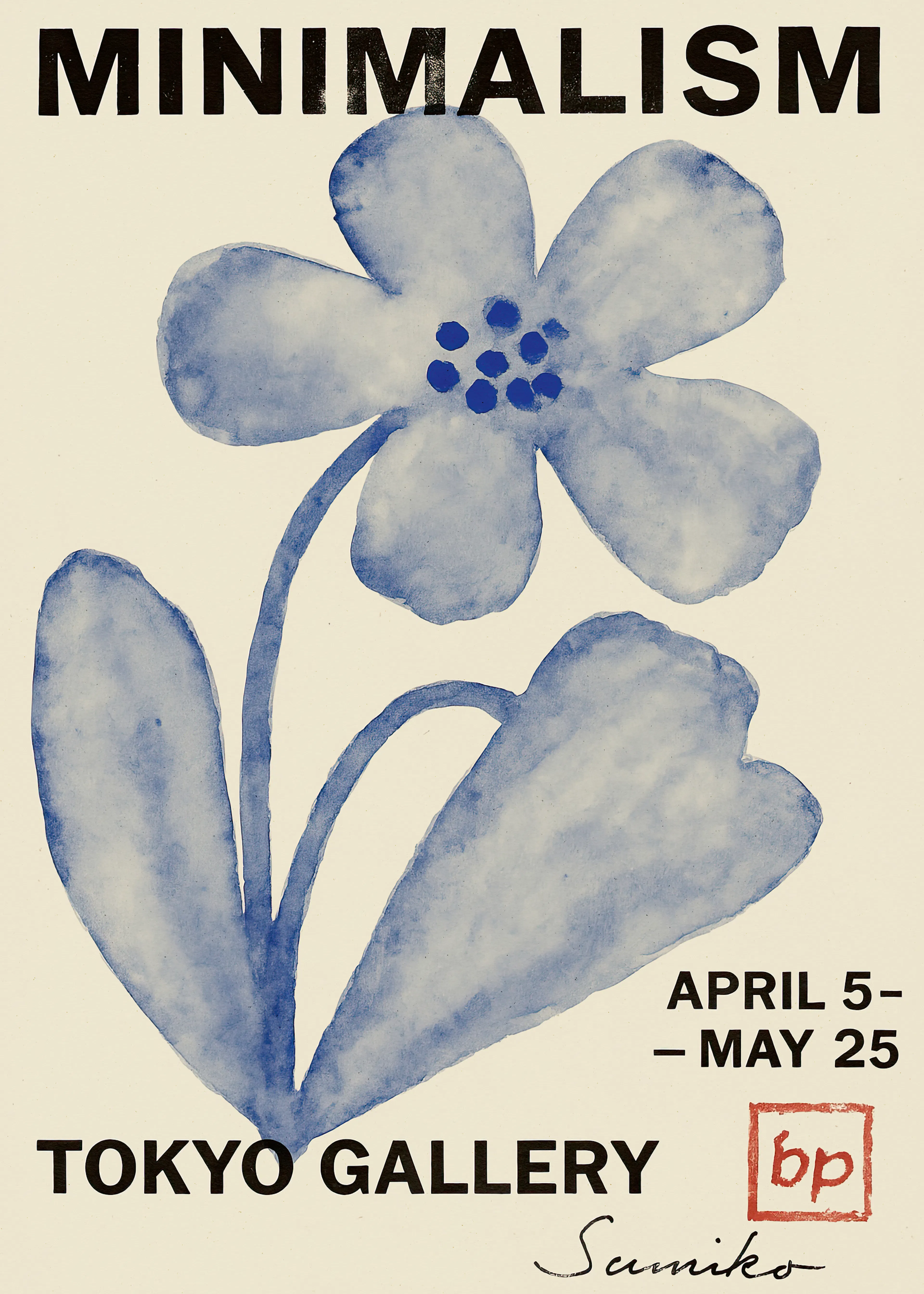 Blue Minimalist Bloom Poster 0