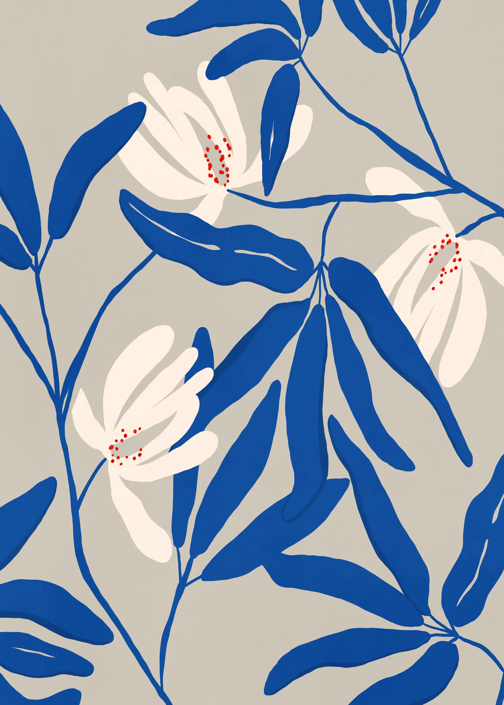 Beige Blue Foliage Poster 0