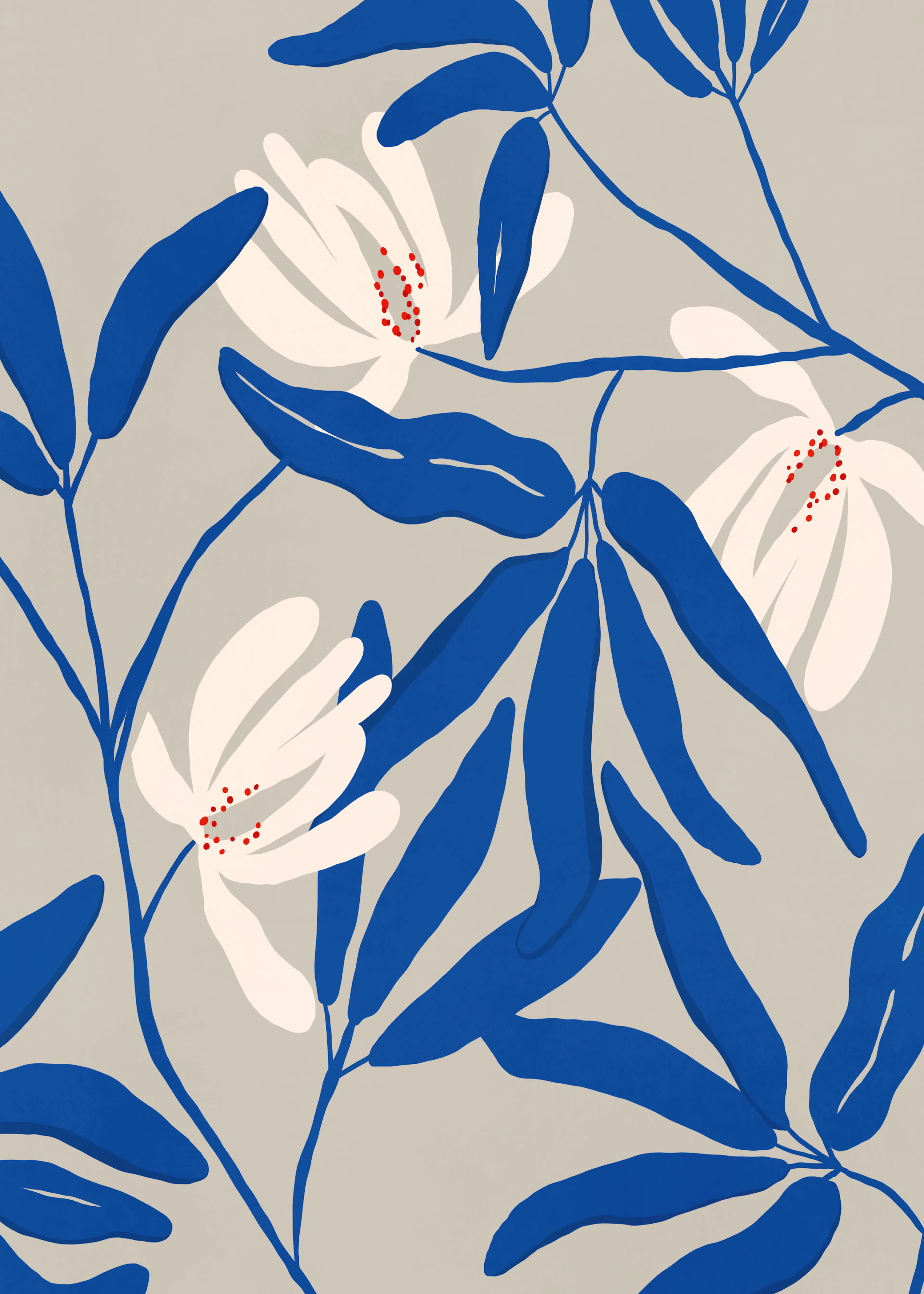 Beige Blue Foliage Poster 0