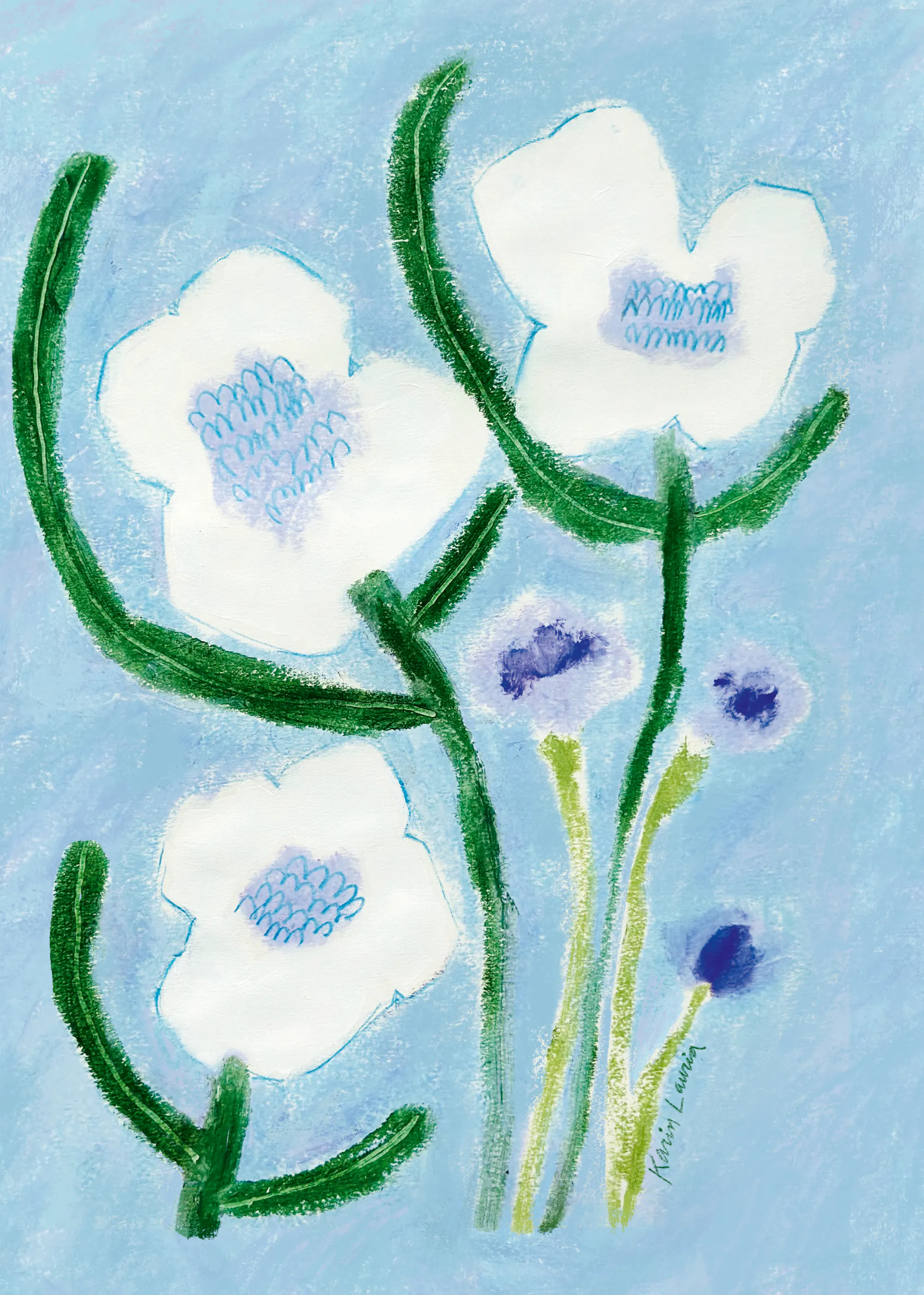 Flores Azules Delicadas Póster 0