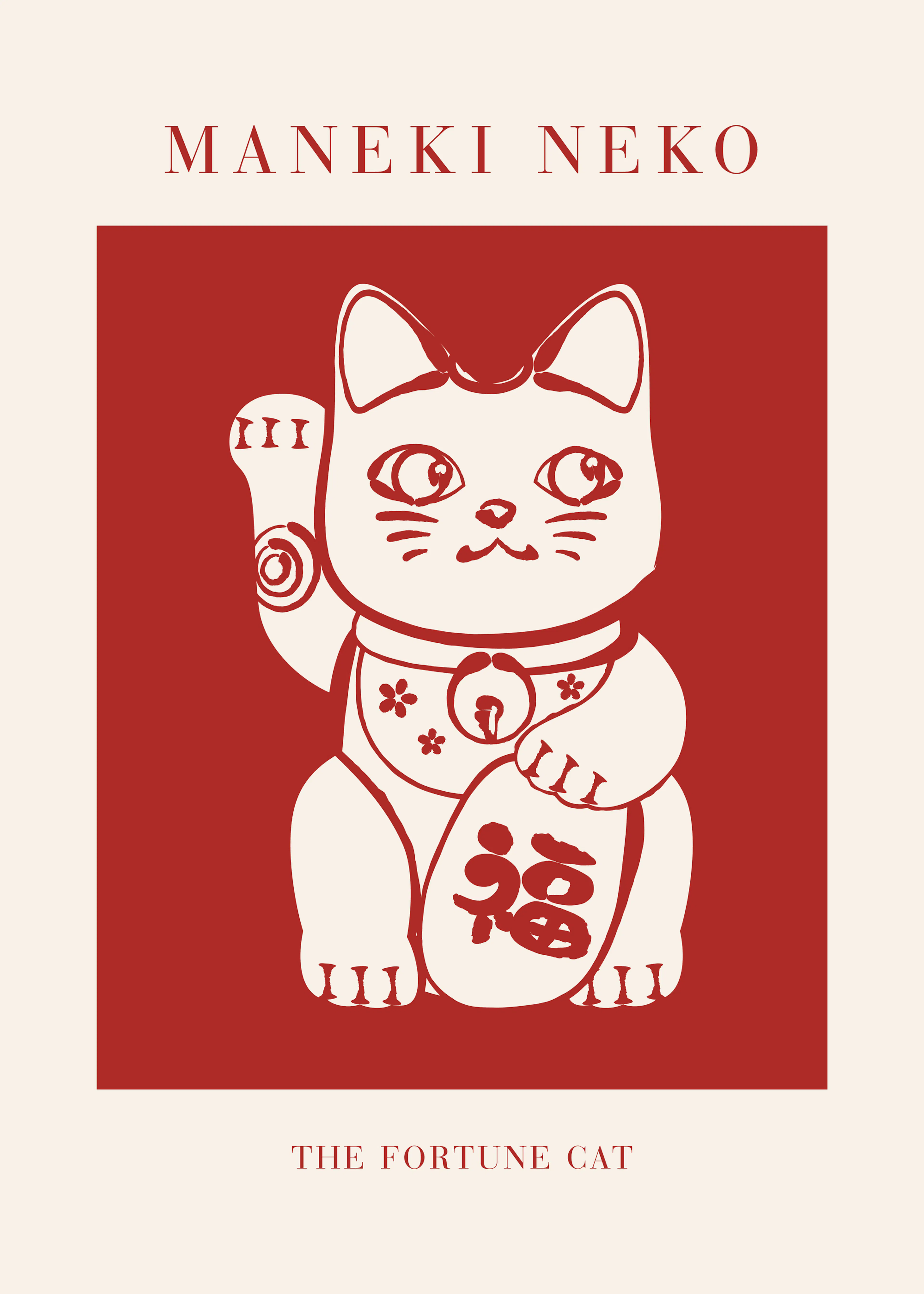 Crimson Lucky Cat Poster 0