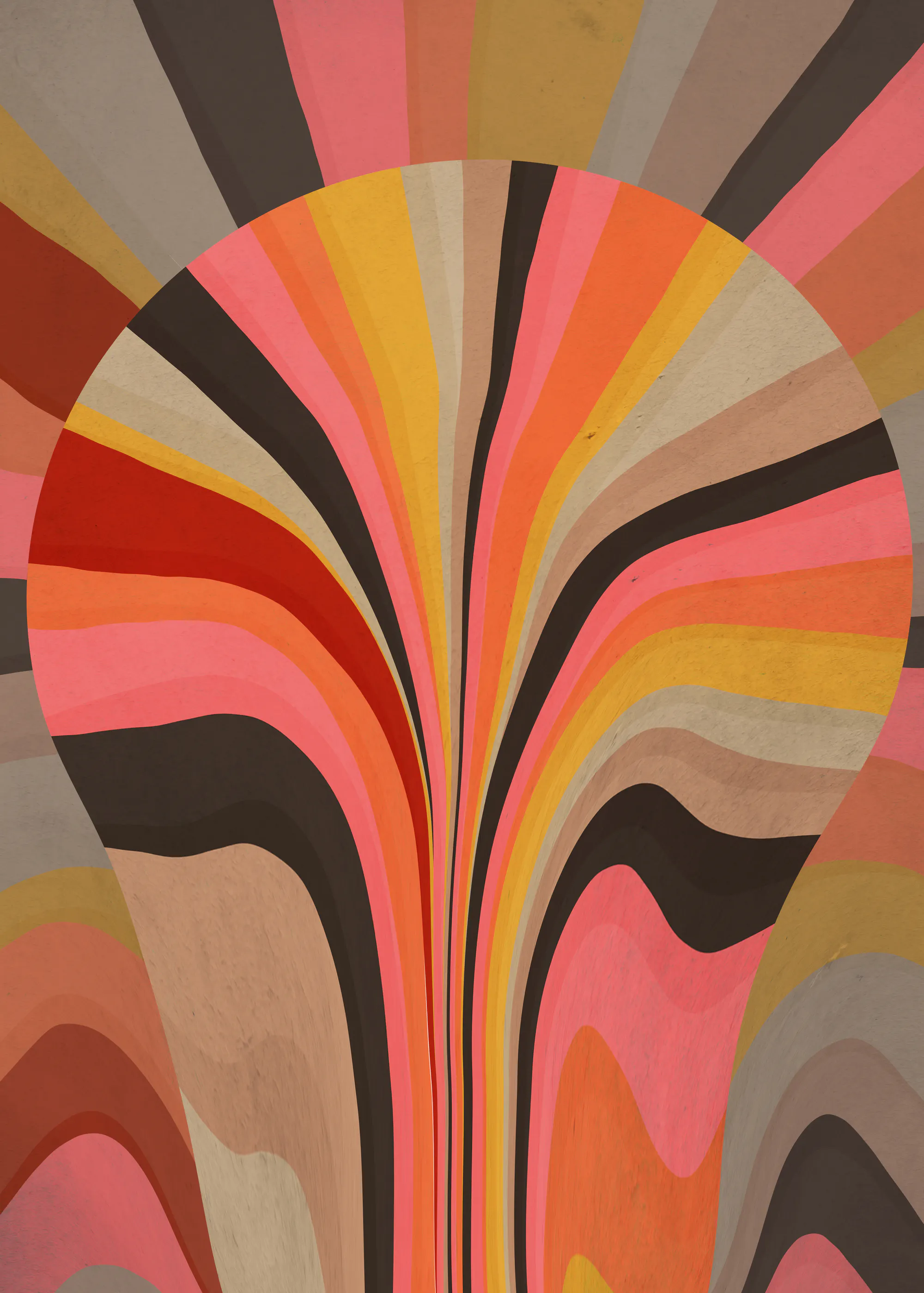 Orange Retro Waves Poster 0
