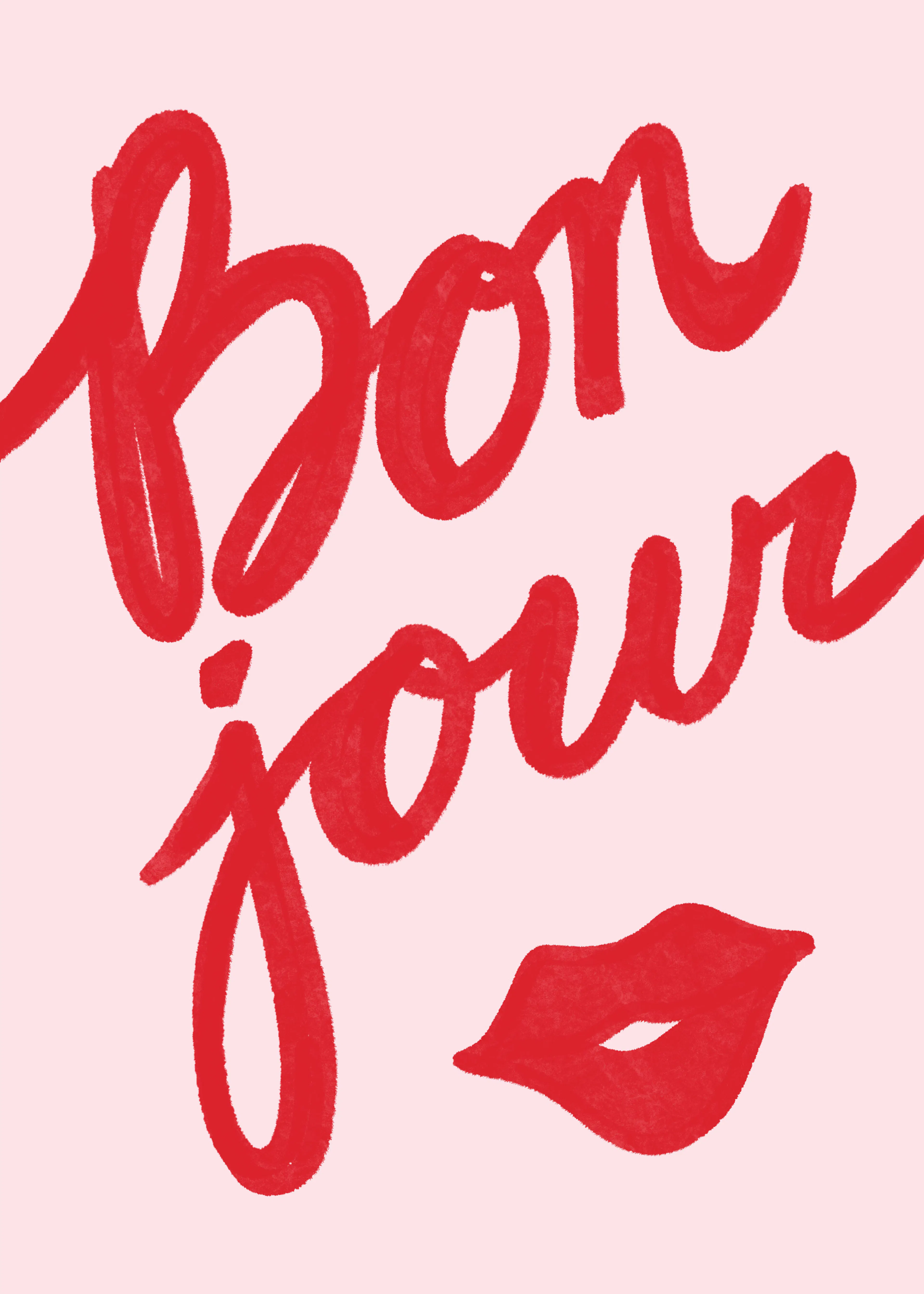 Red Bonjour Kiss Poster 0