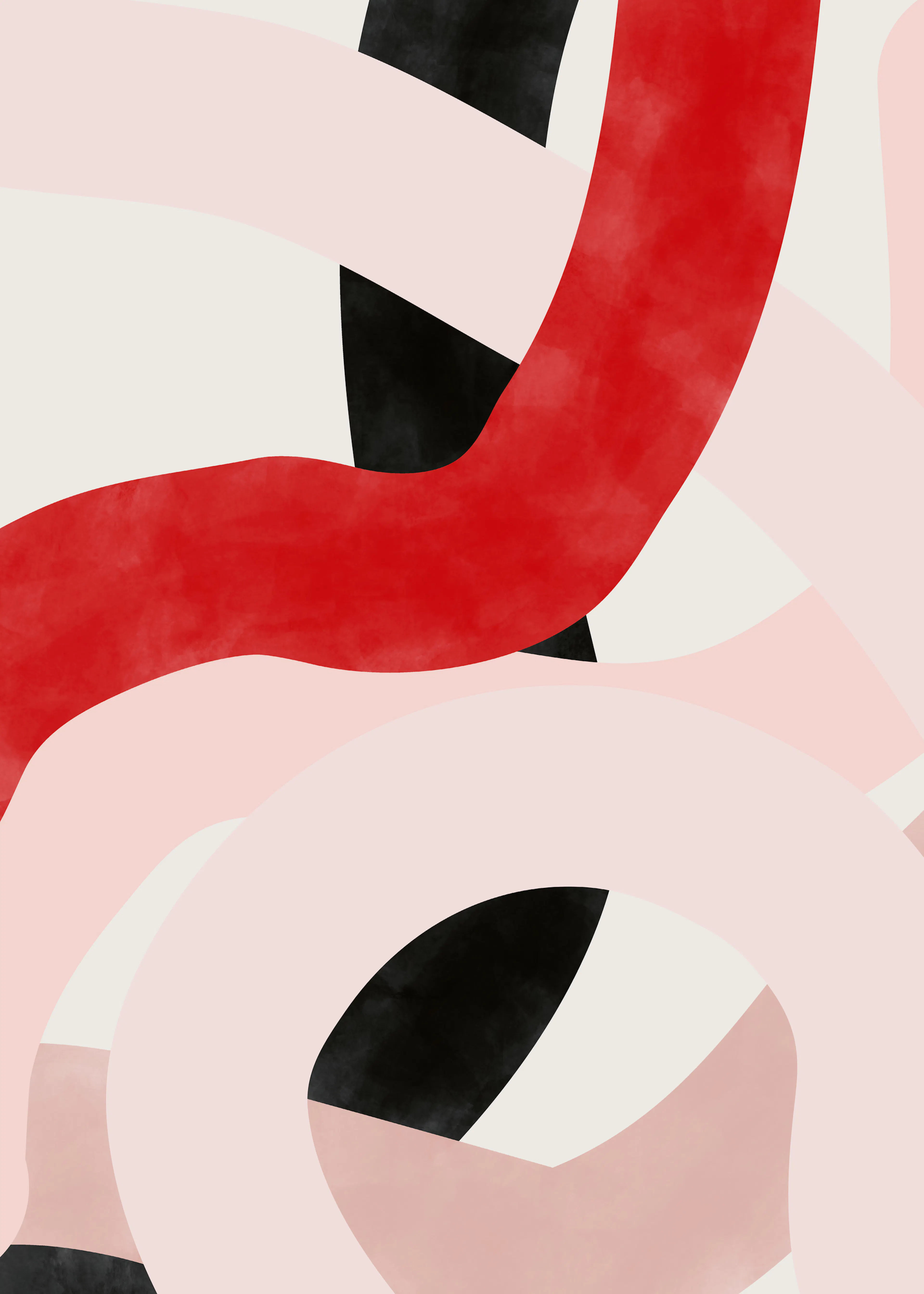 Red Abstract Waves Poster 0