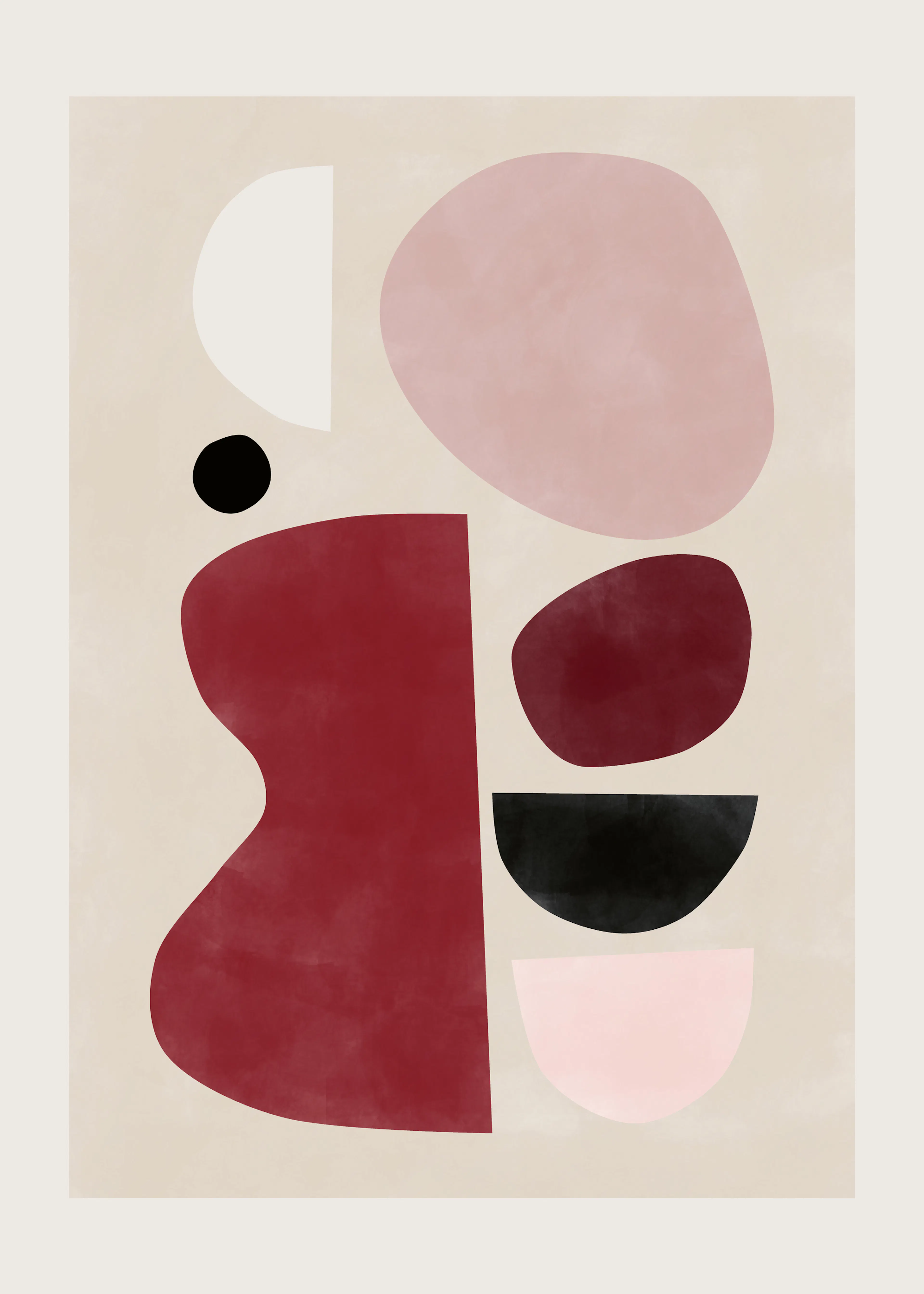 Burgundy Abstract Shapes Poster 0