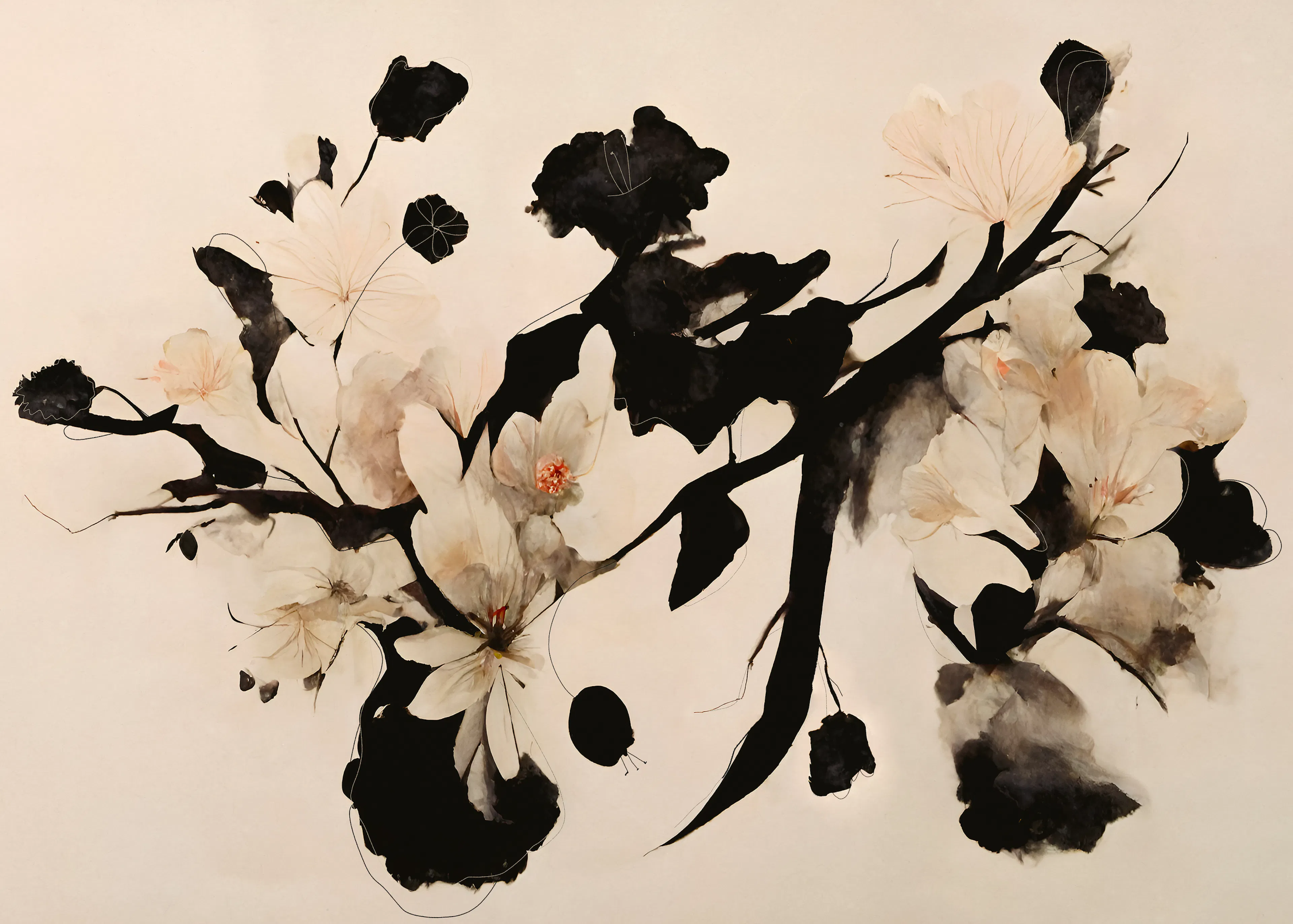 Elegantes Flores de Tinta Póster 0