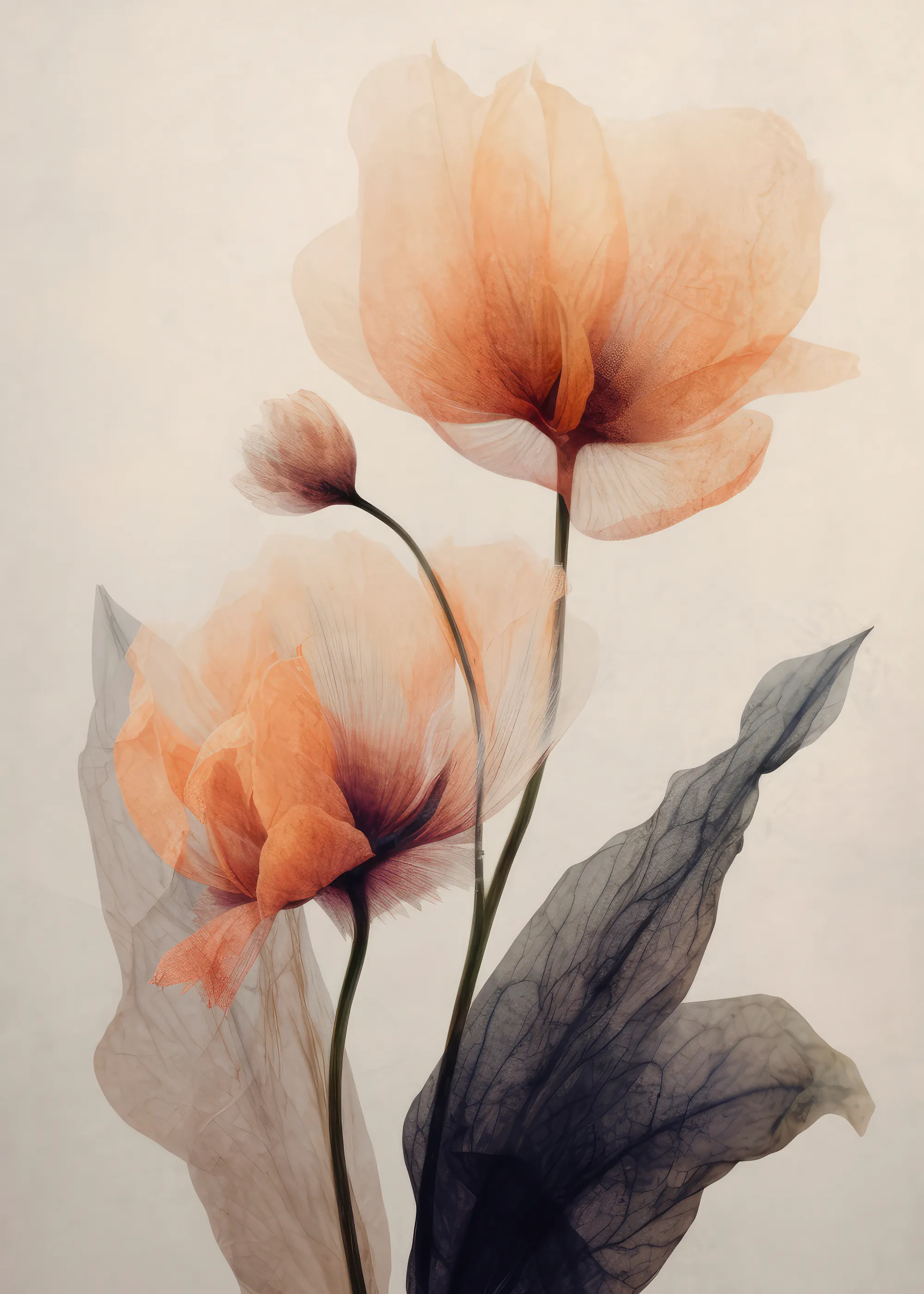 Flores Etéreas en Melocotón Póster 0