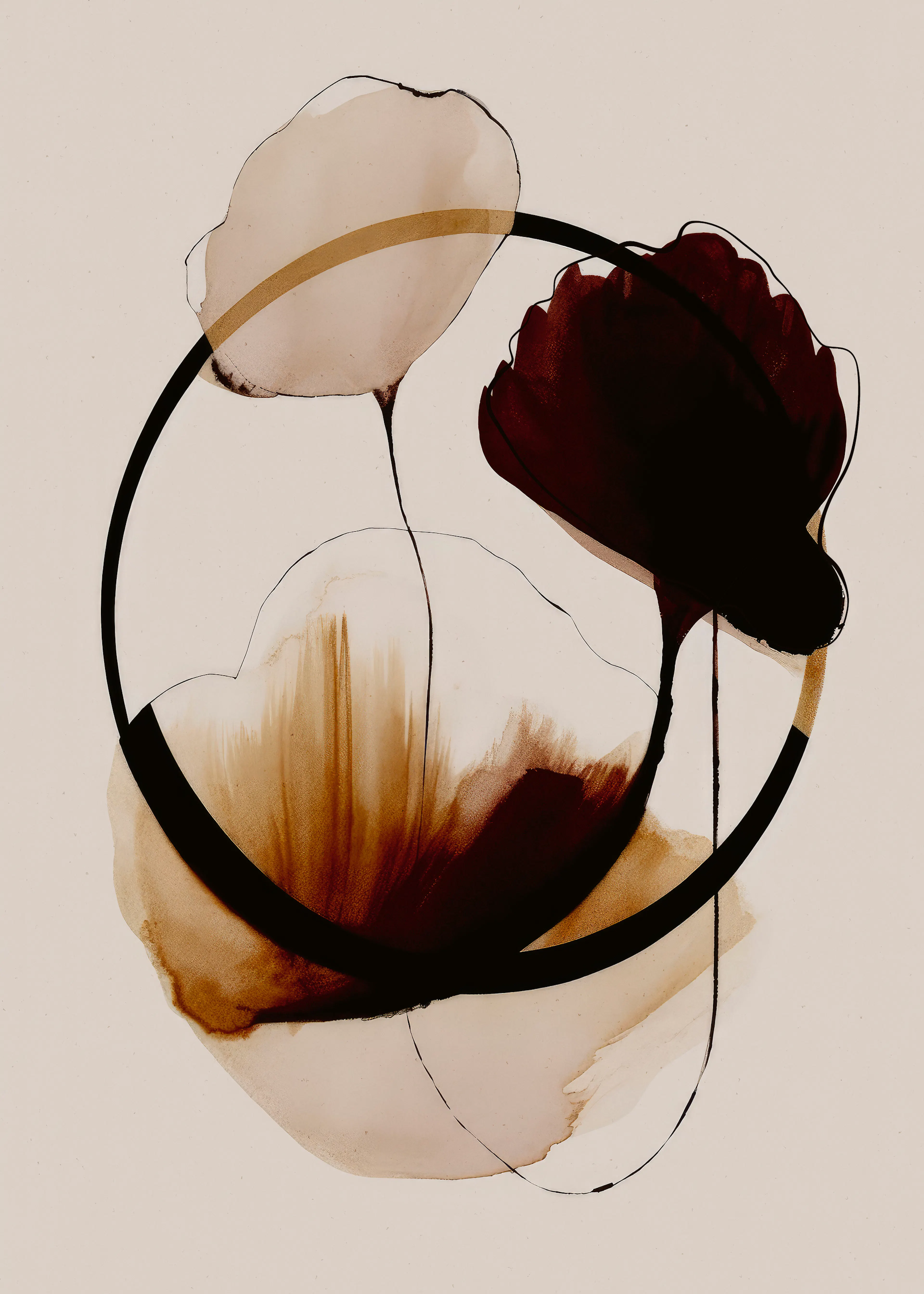 Flores Abstractas en Sepia Póster 0