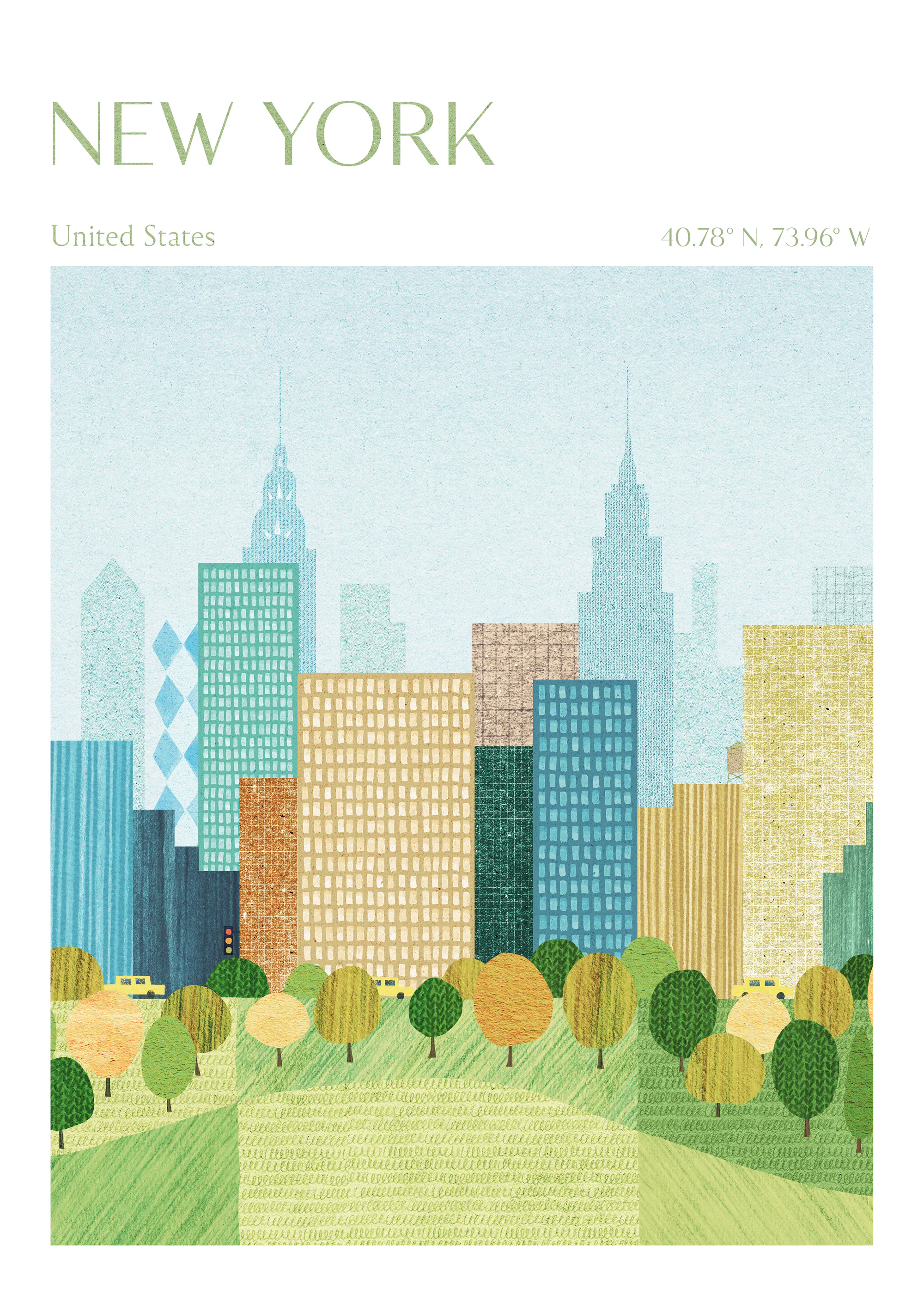 Teal New York Skyline Poster 0