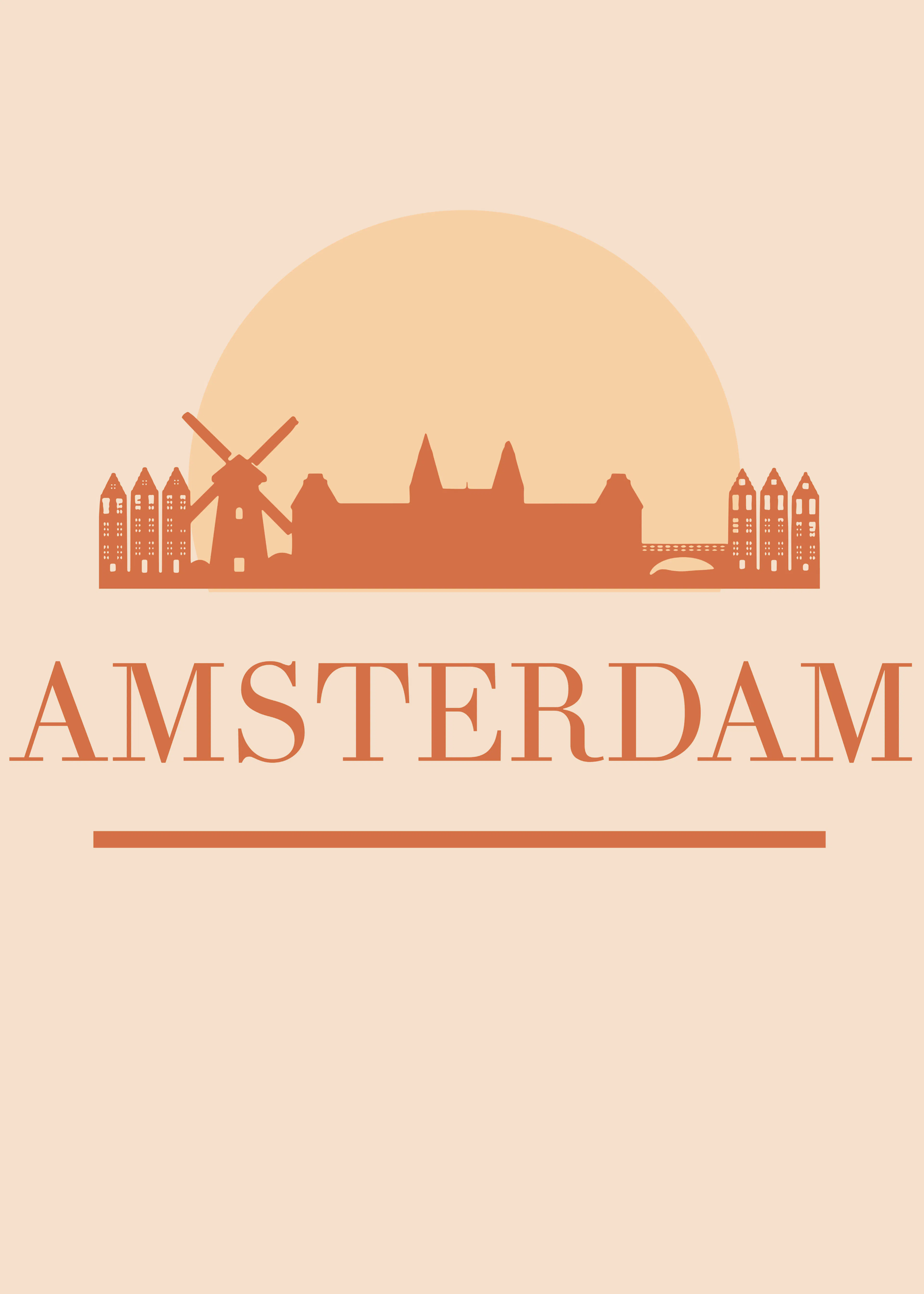 Peach Amsterdam Skyline Poster 0