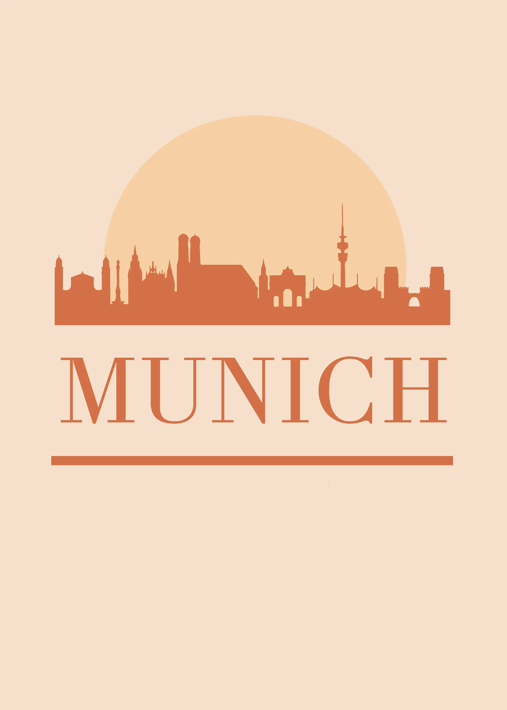 Peach Munich Skyline Poster 0