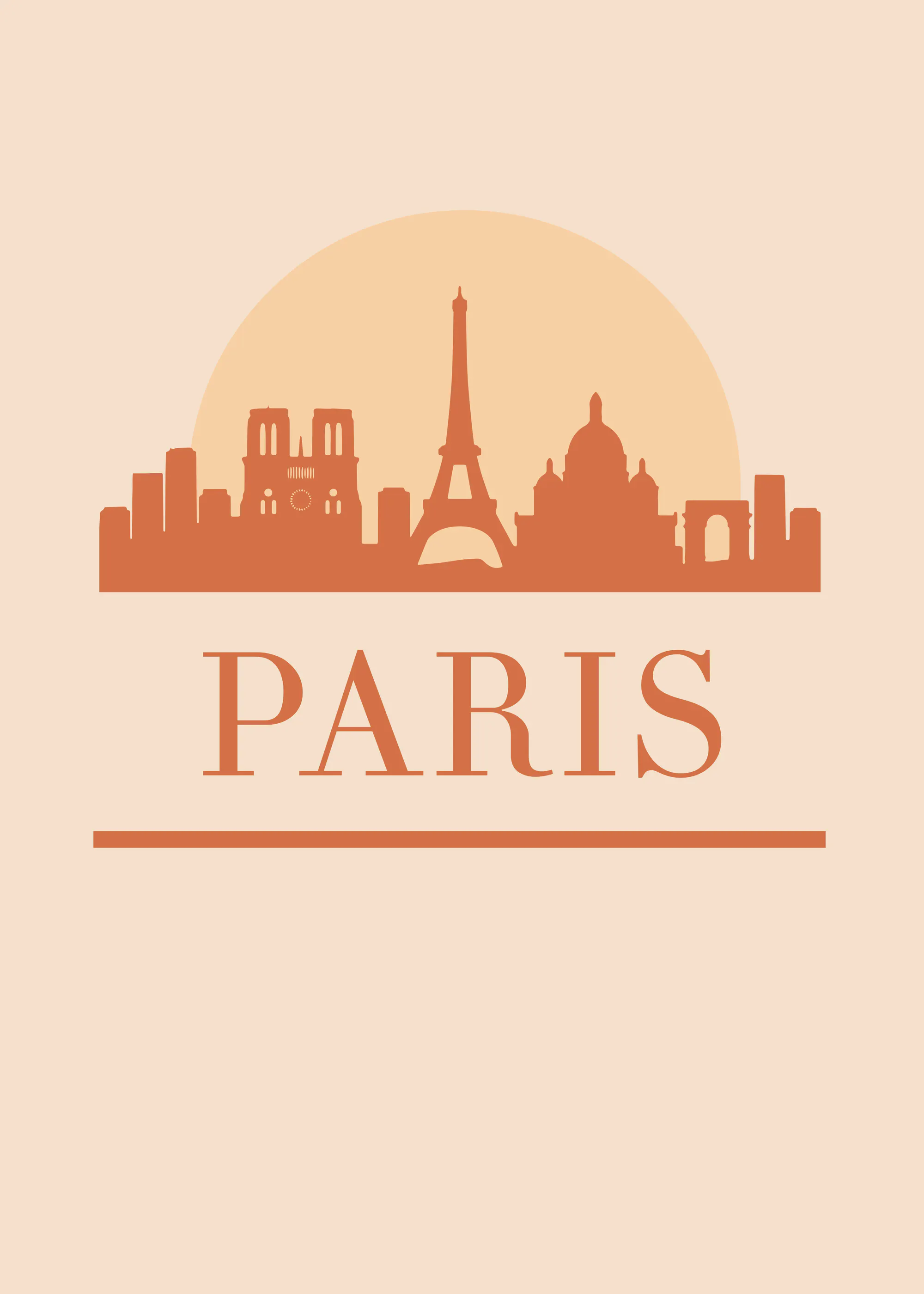 Peach Paris Skyline Poster 0