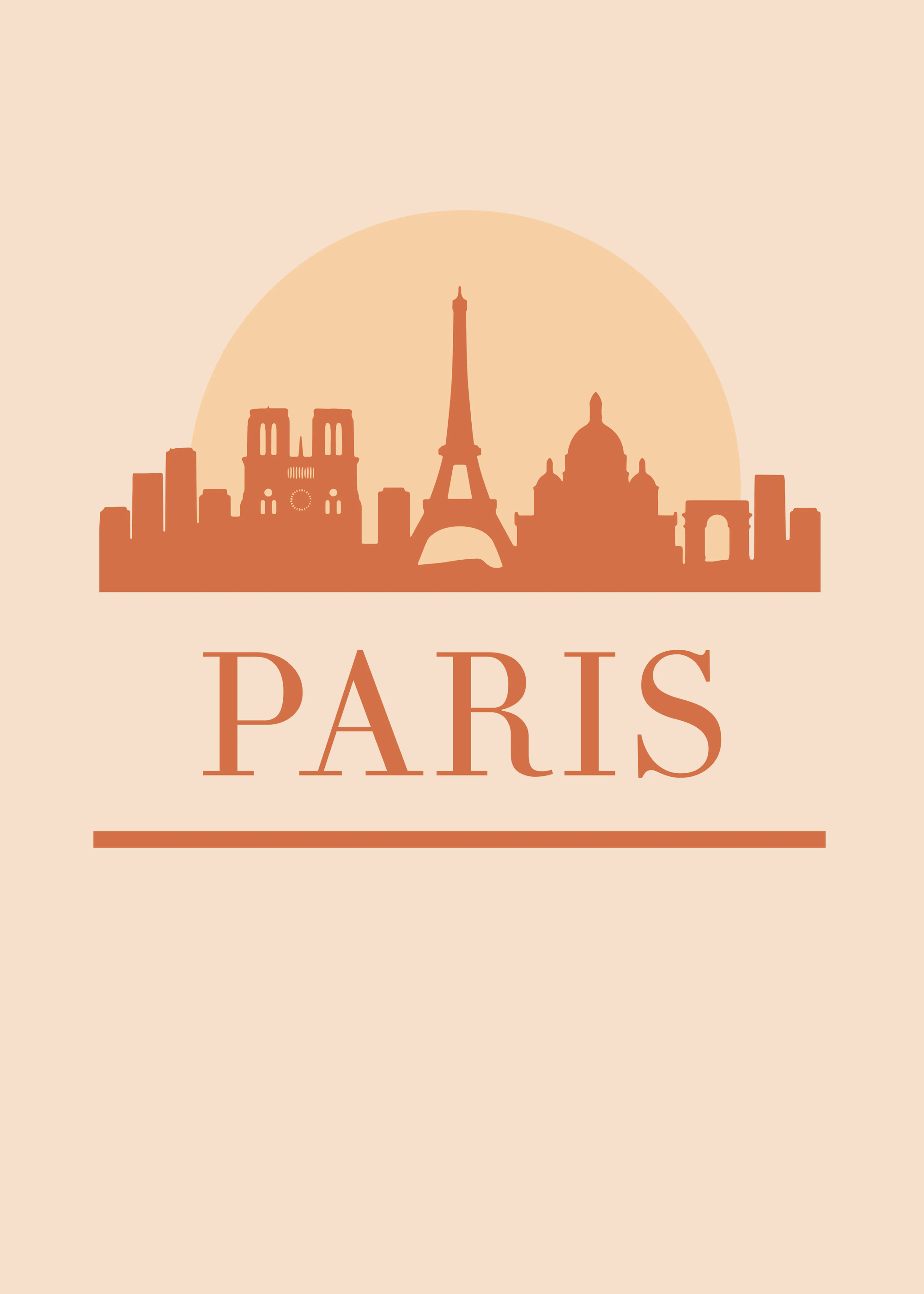 Peach Paris Skyline Poster 0