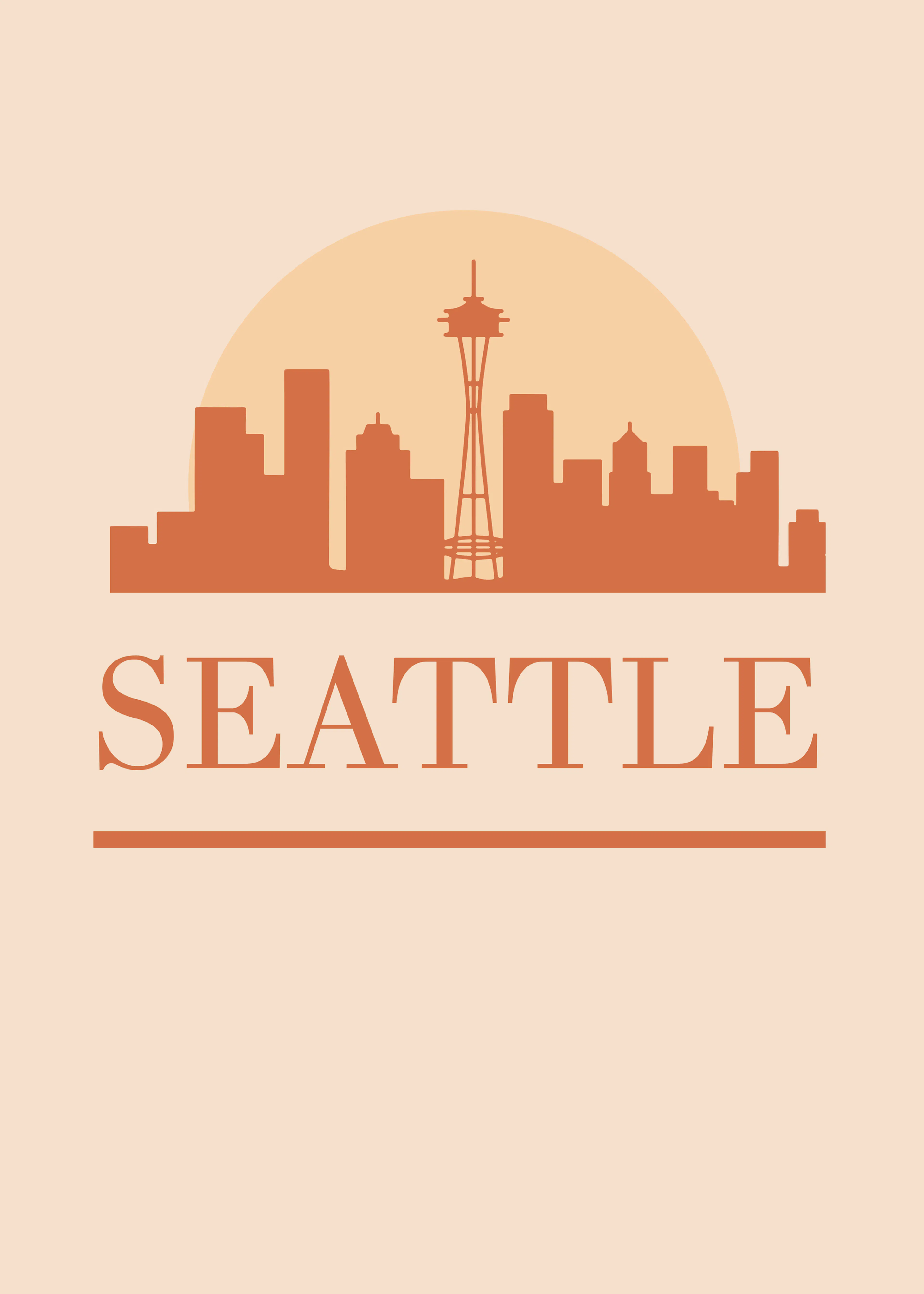 Beige Seattle Skyline Poster 0