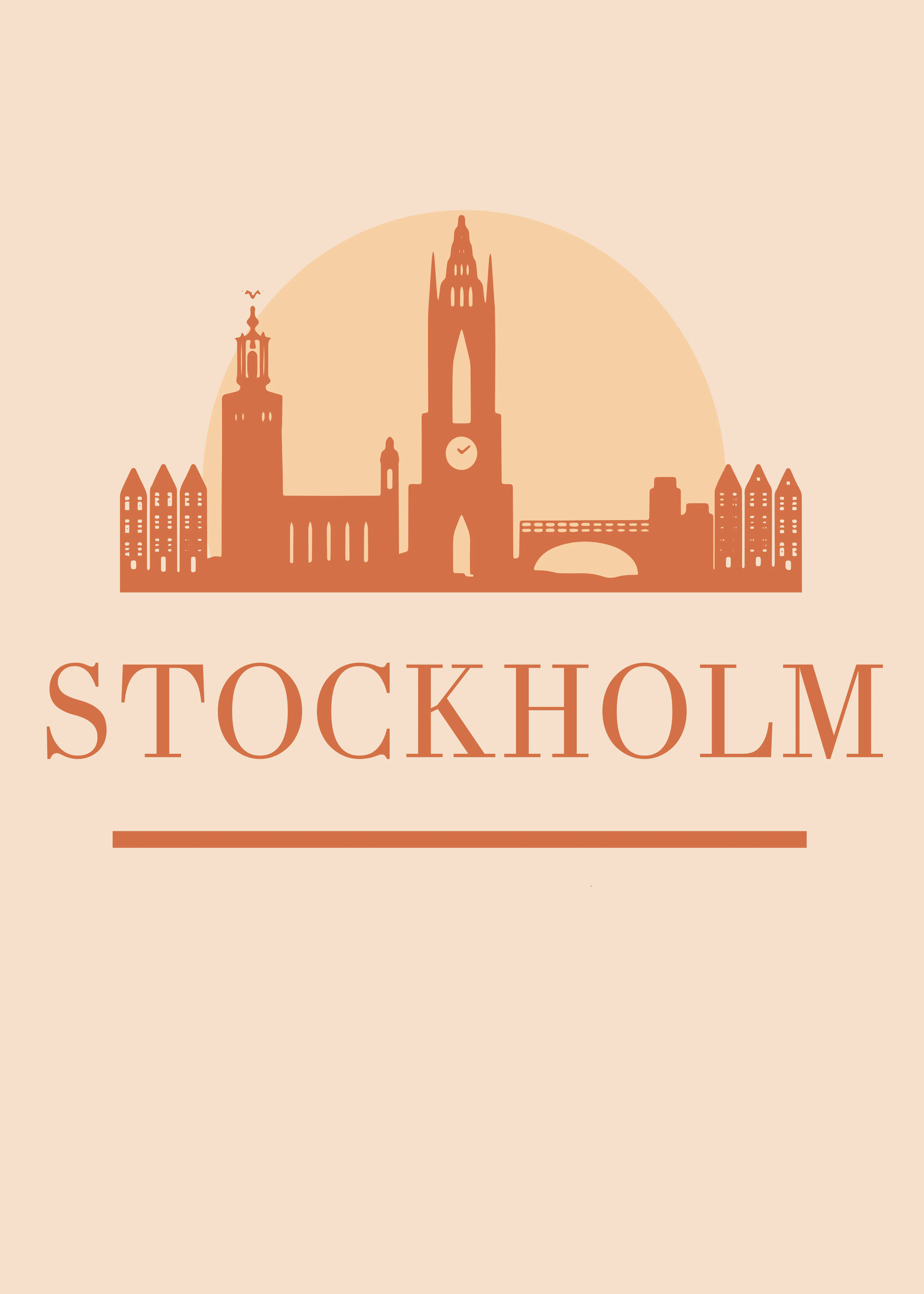 Peach Stockholm Skyline Poster 0