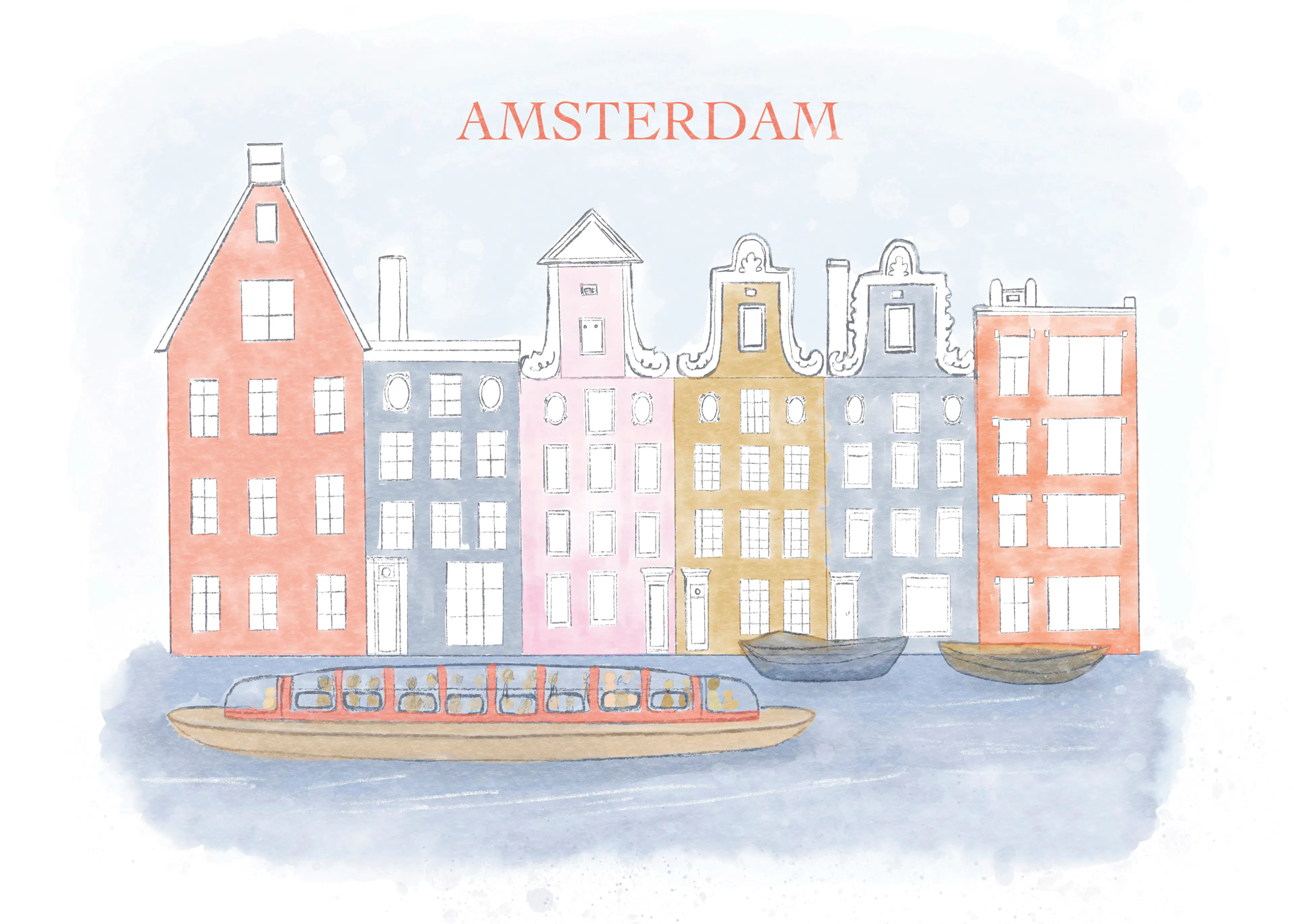 Soft Blue Amsterdam Canals Poster 0