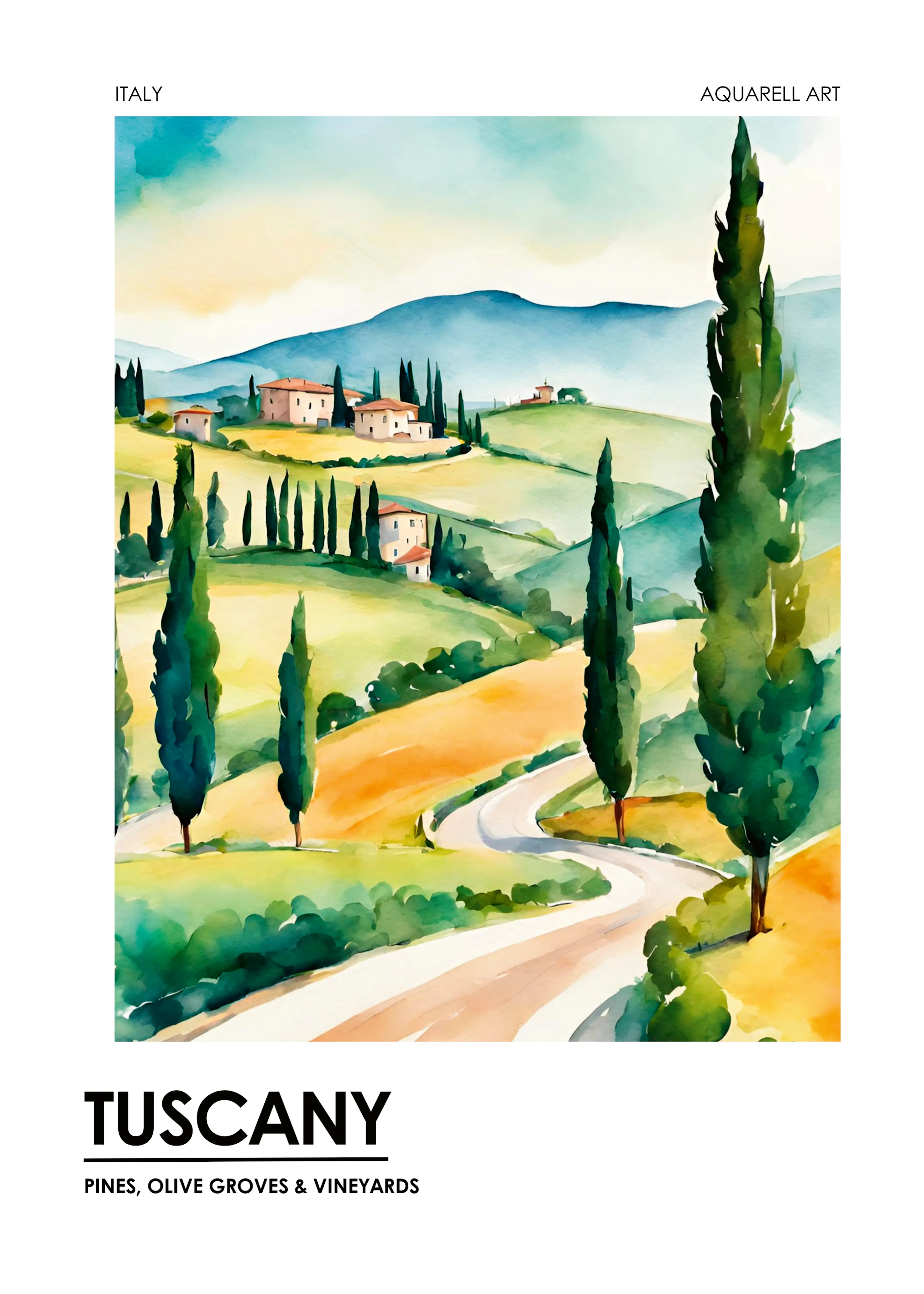 Gul Toscana Landskap Plakat 0