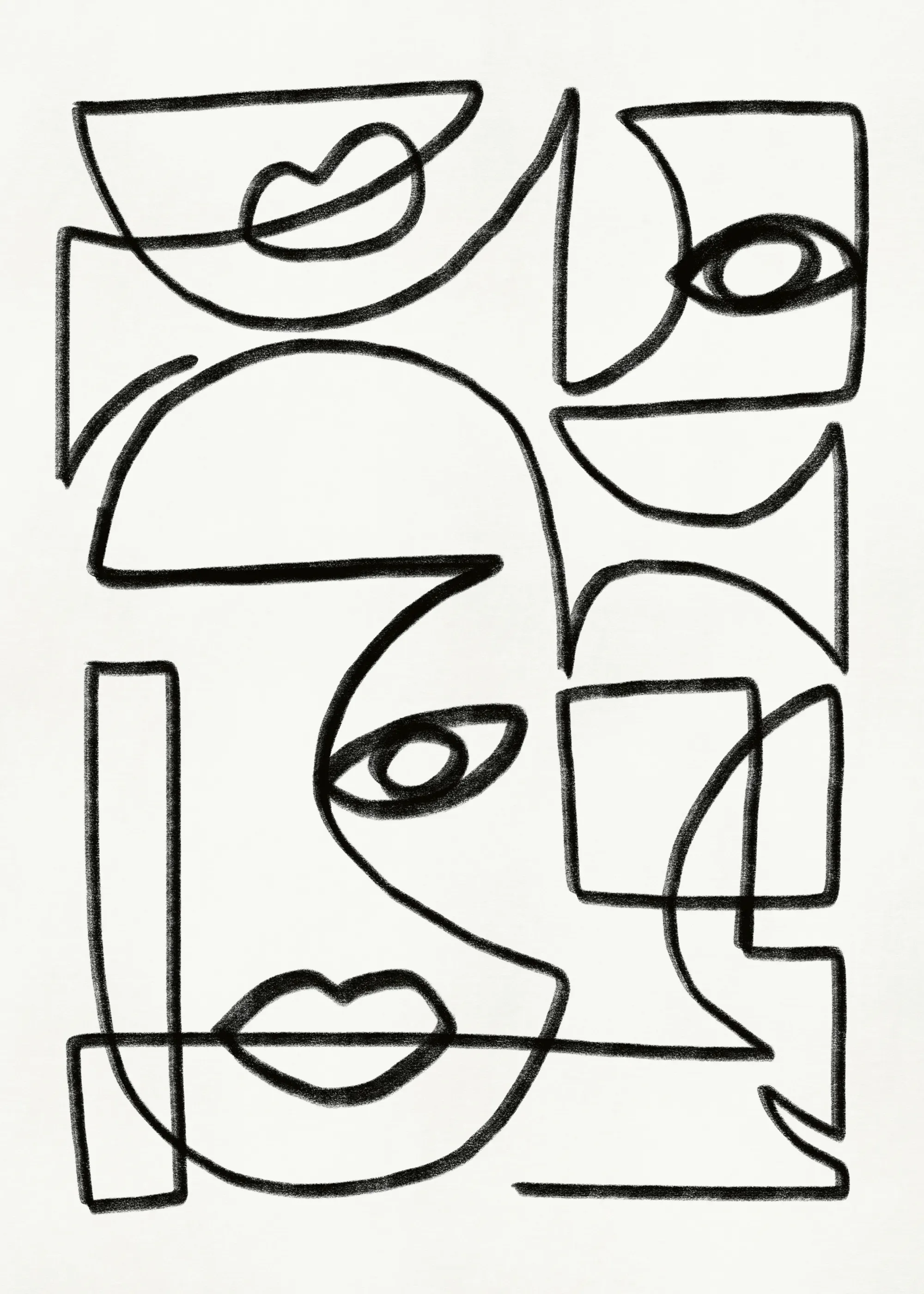 Ebony Abstract Faces Poster 0