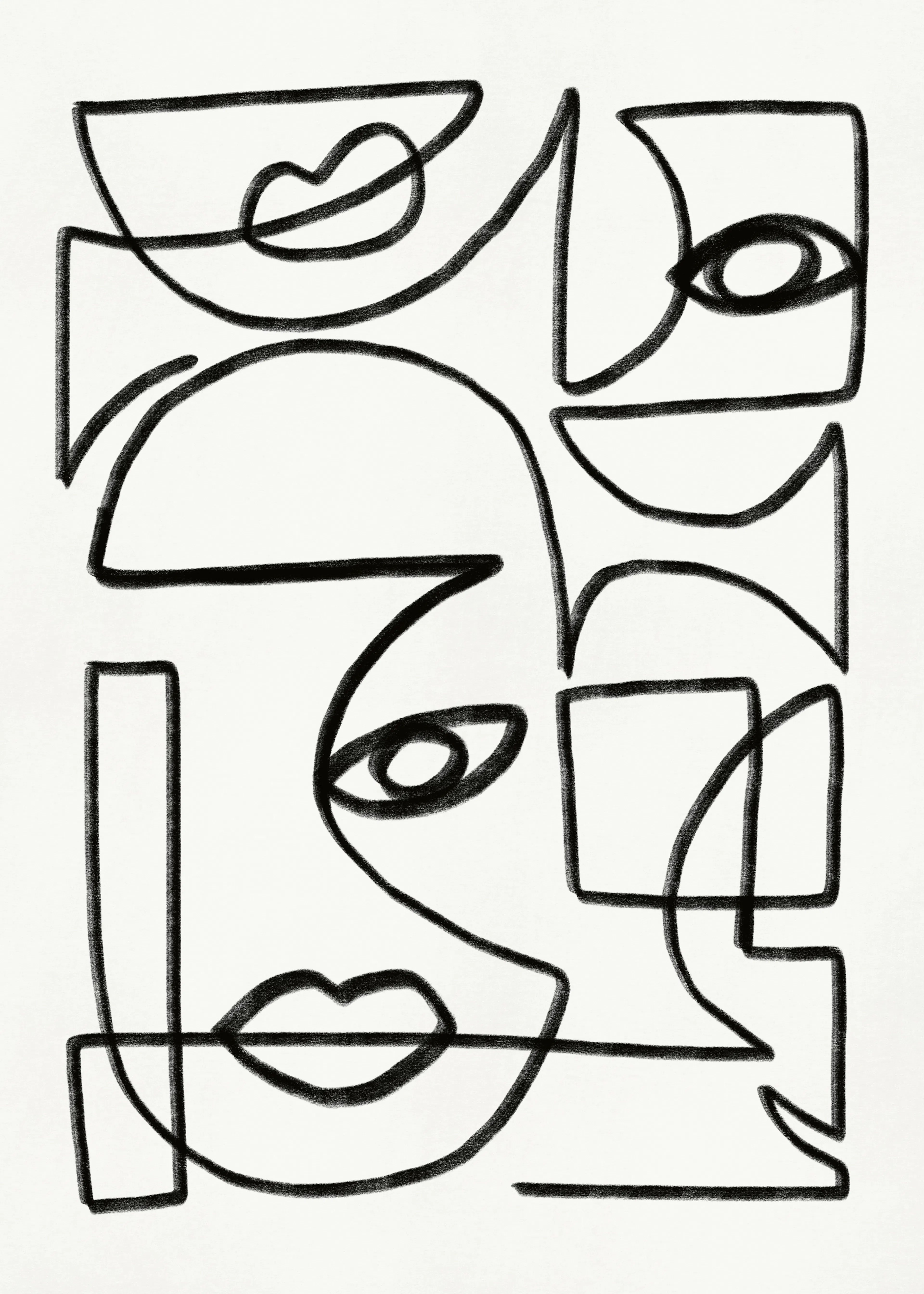 Ebony Abstract Faces Poster 0