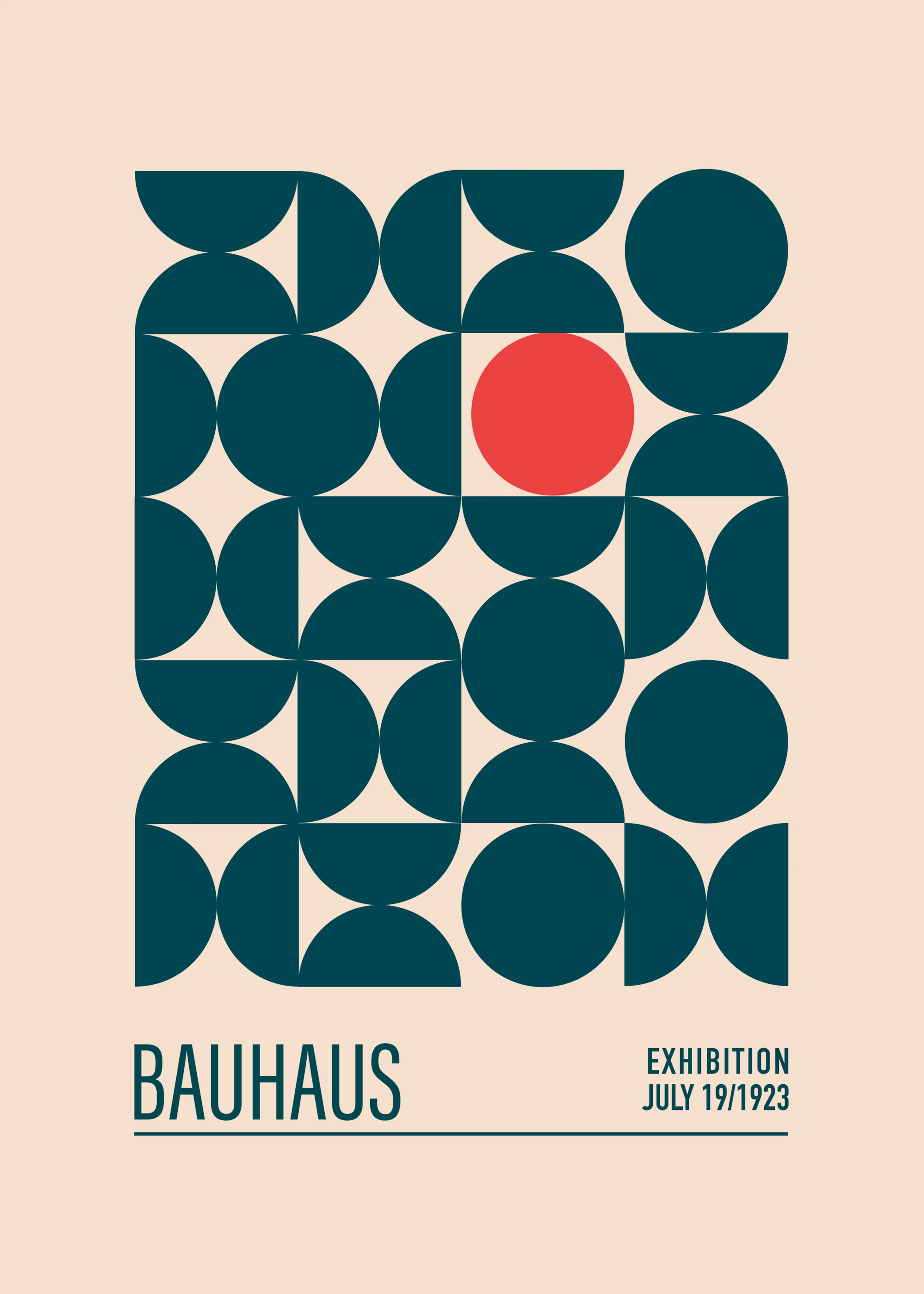 Dark Teal Bauhaus Shapes Poster 0