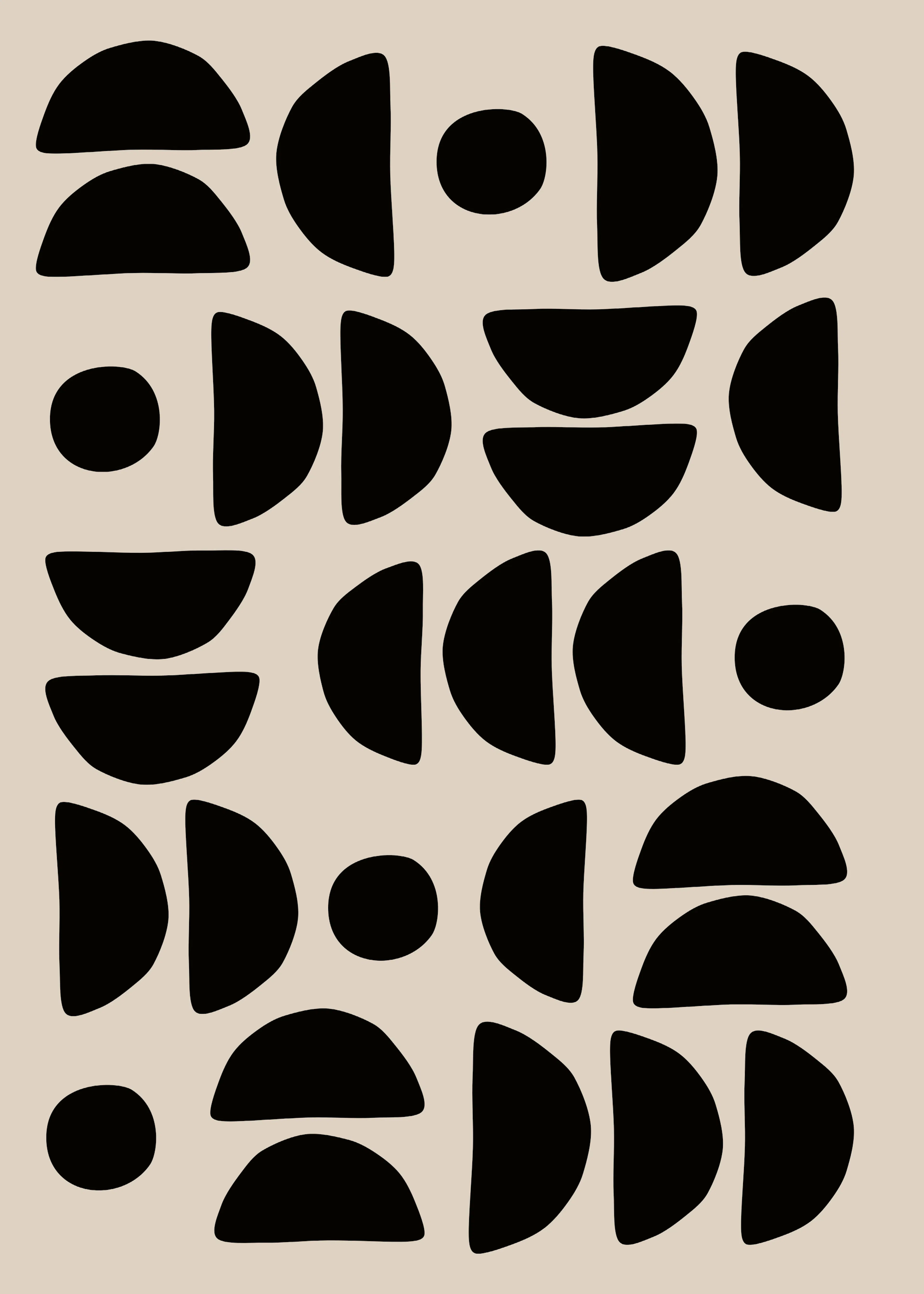 Dark Beige Abstract Shapes Poster 0