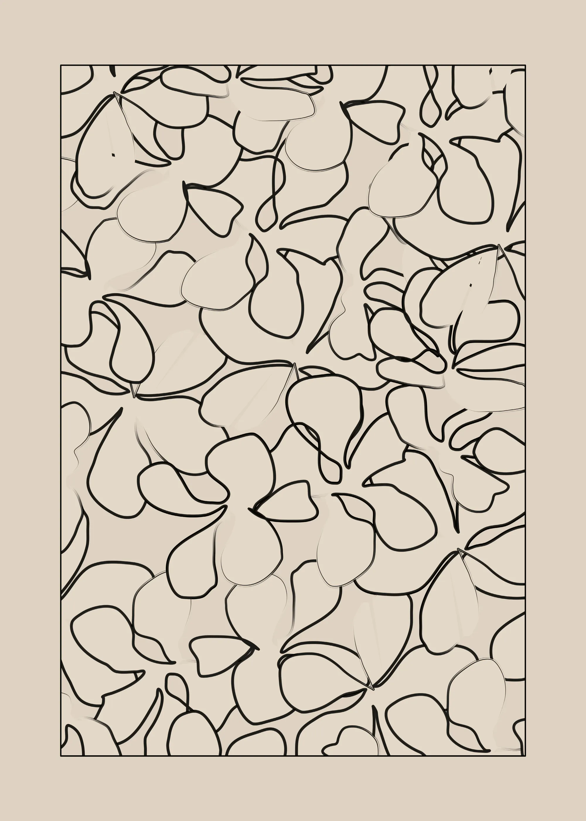 Floral Abstrait Beige Poster 0
