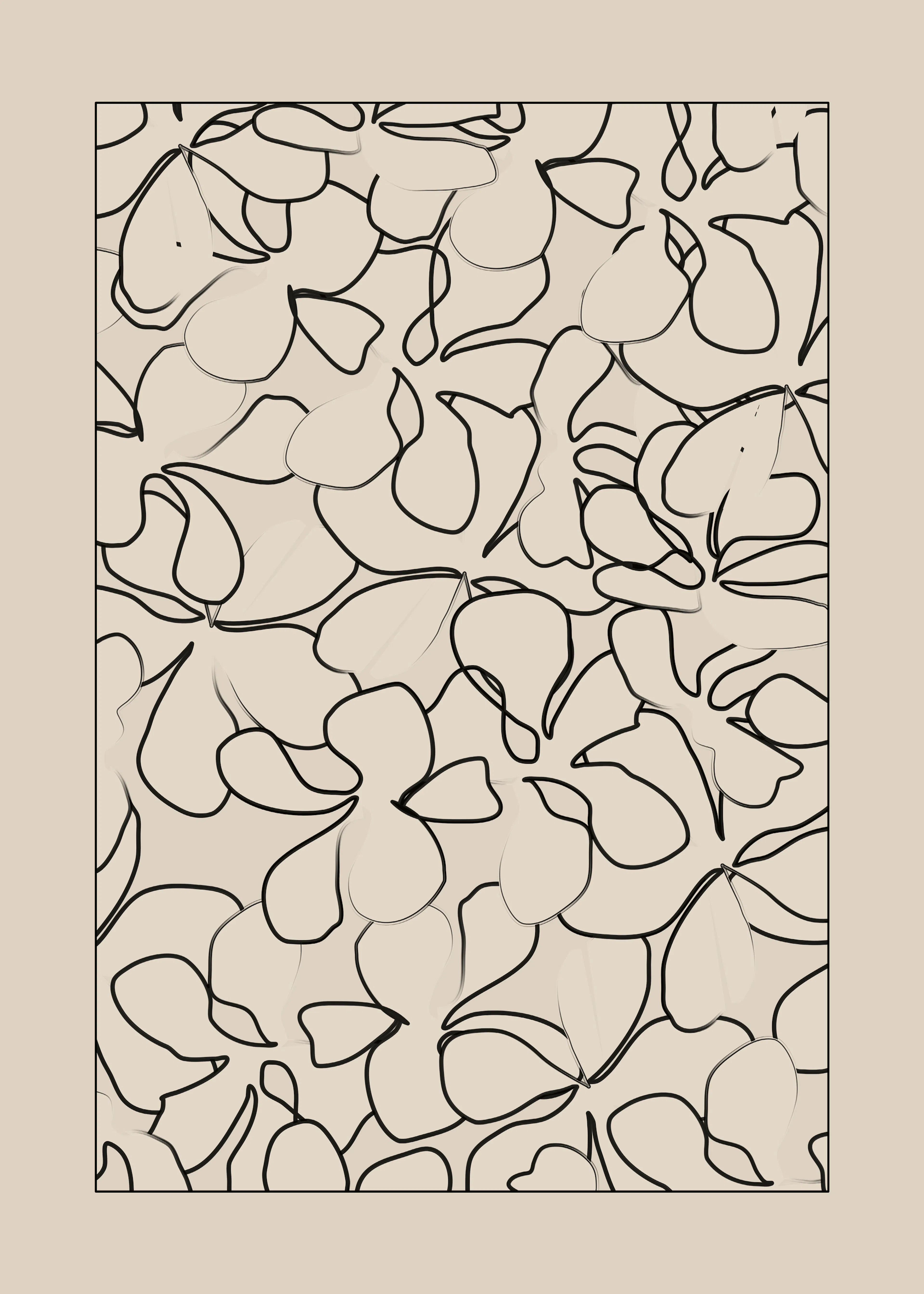 Beige Abstract Floral Poster 0