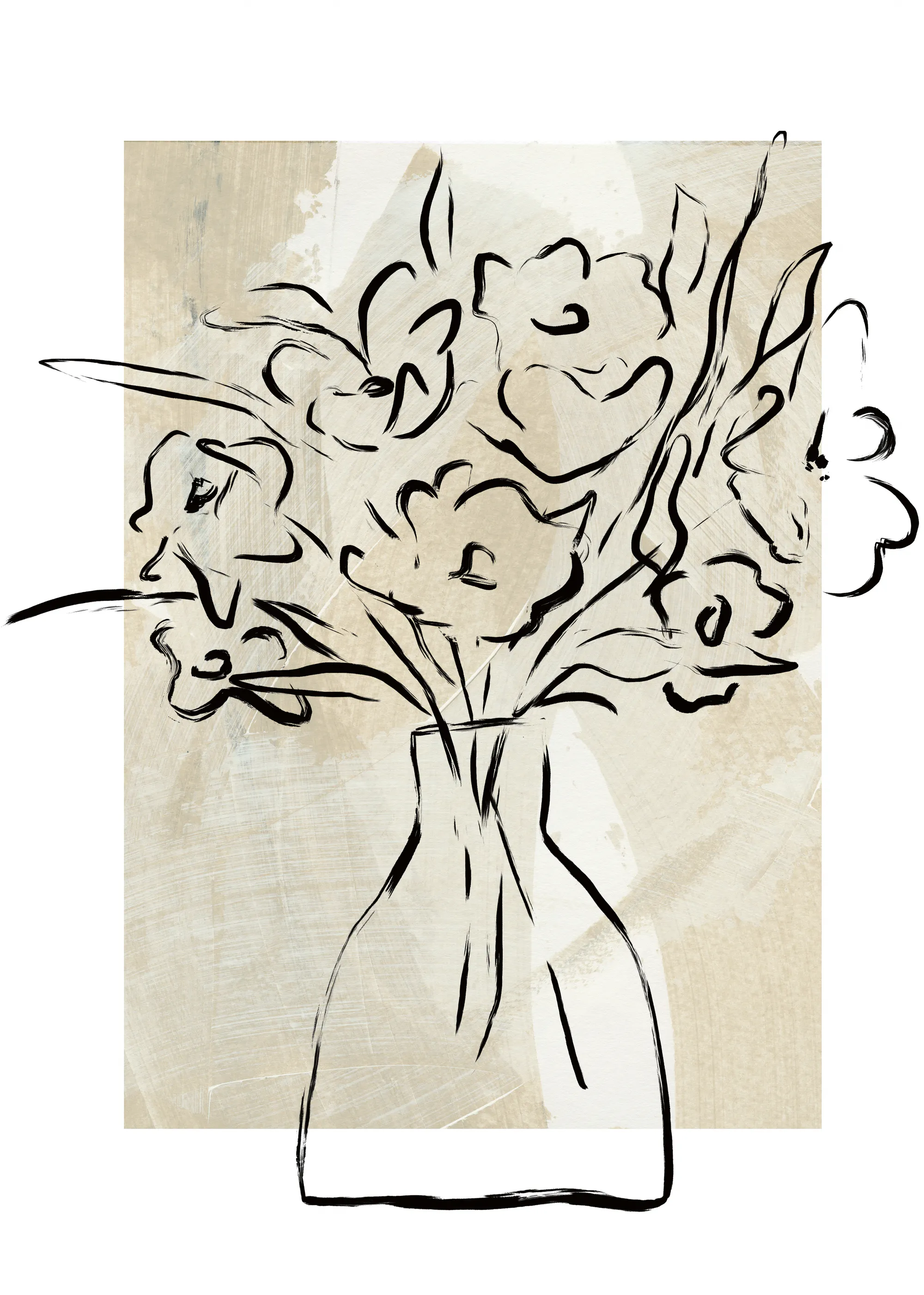 Beige Floral Sketch Poster 0