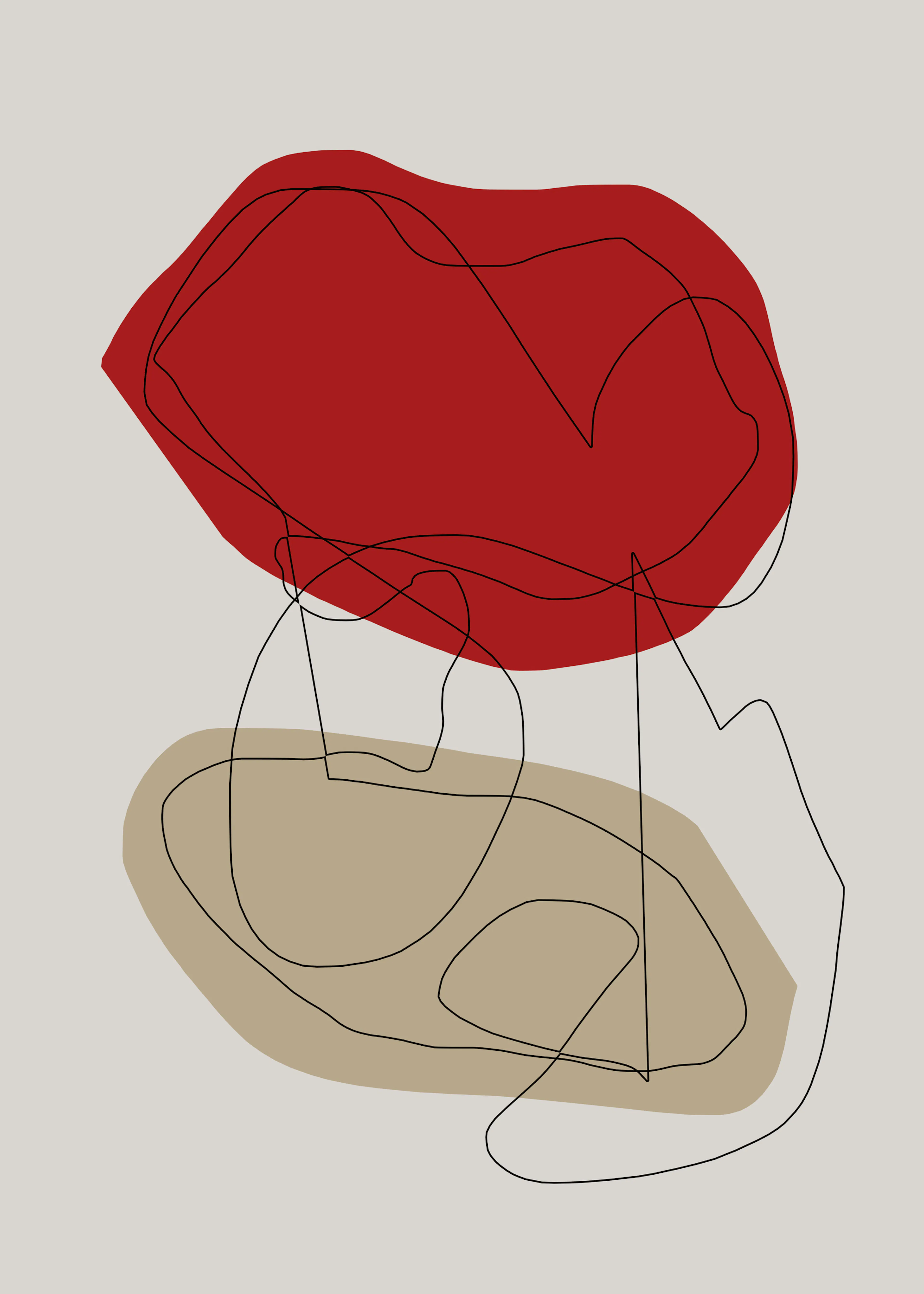 Red Abstract Embrace Poster 0