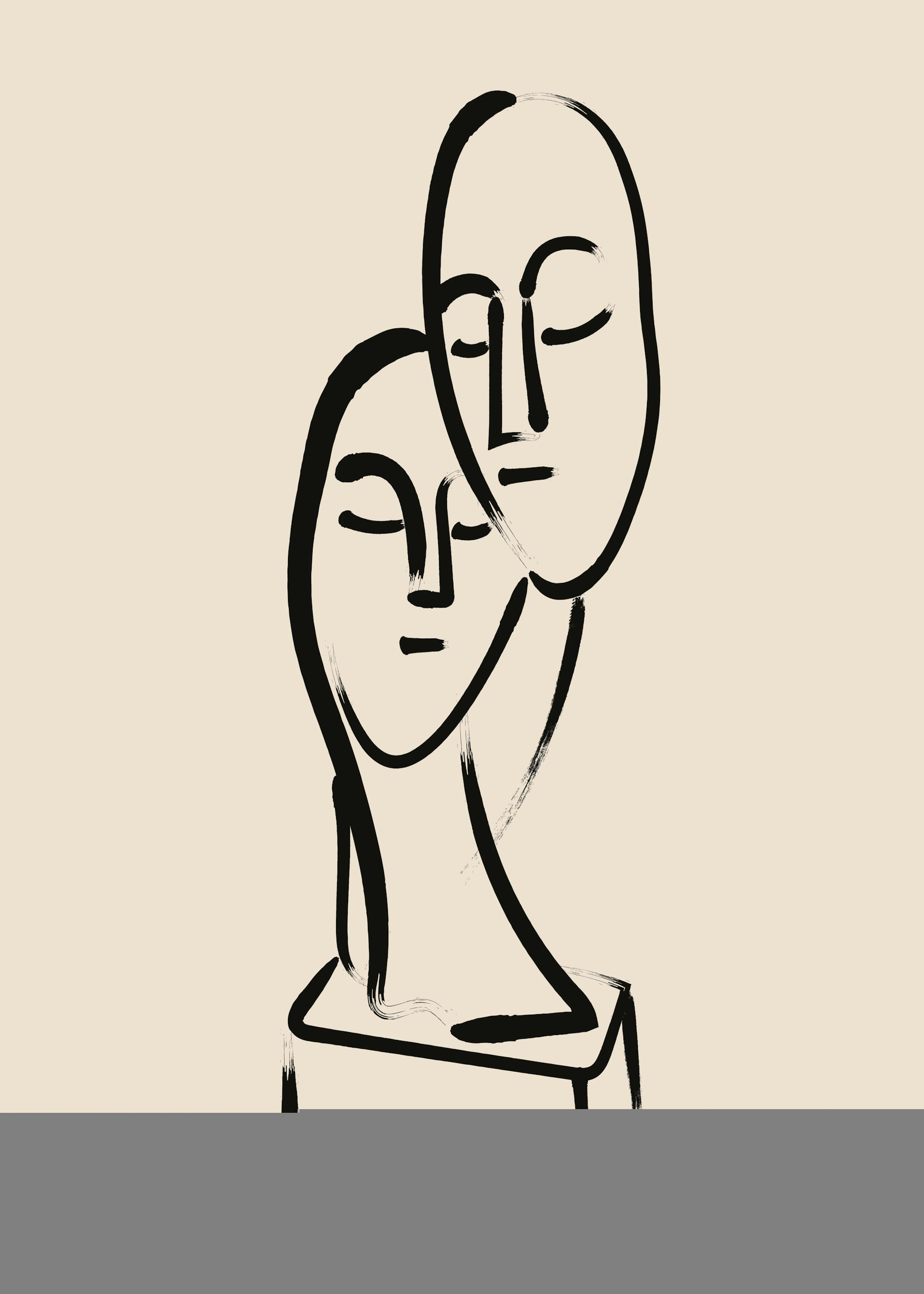 Modern Ebony Abstract Faces Poster 0
