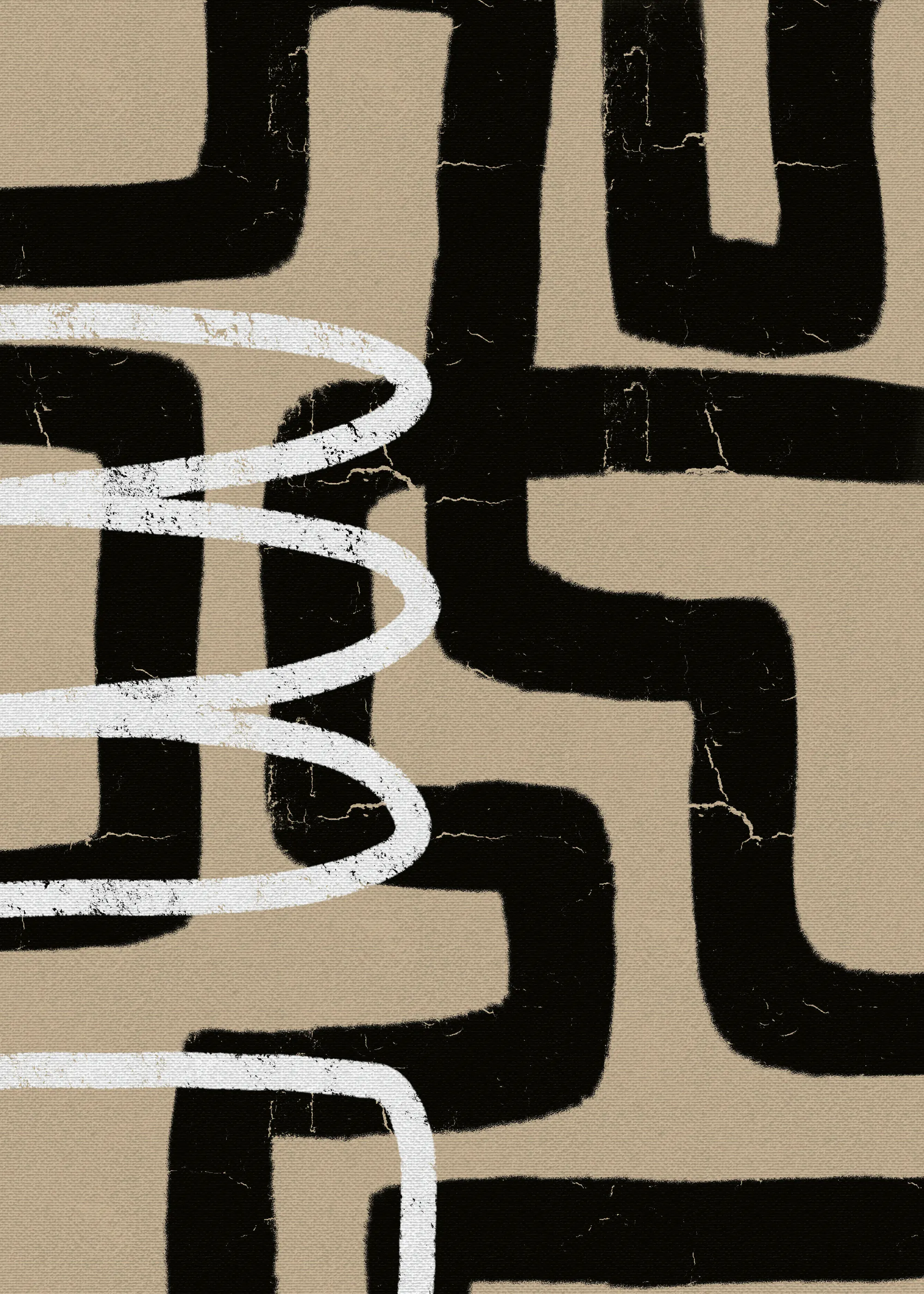Tan Abstract Maze Poster 0