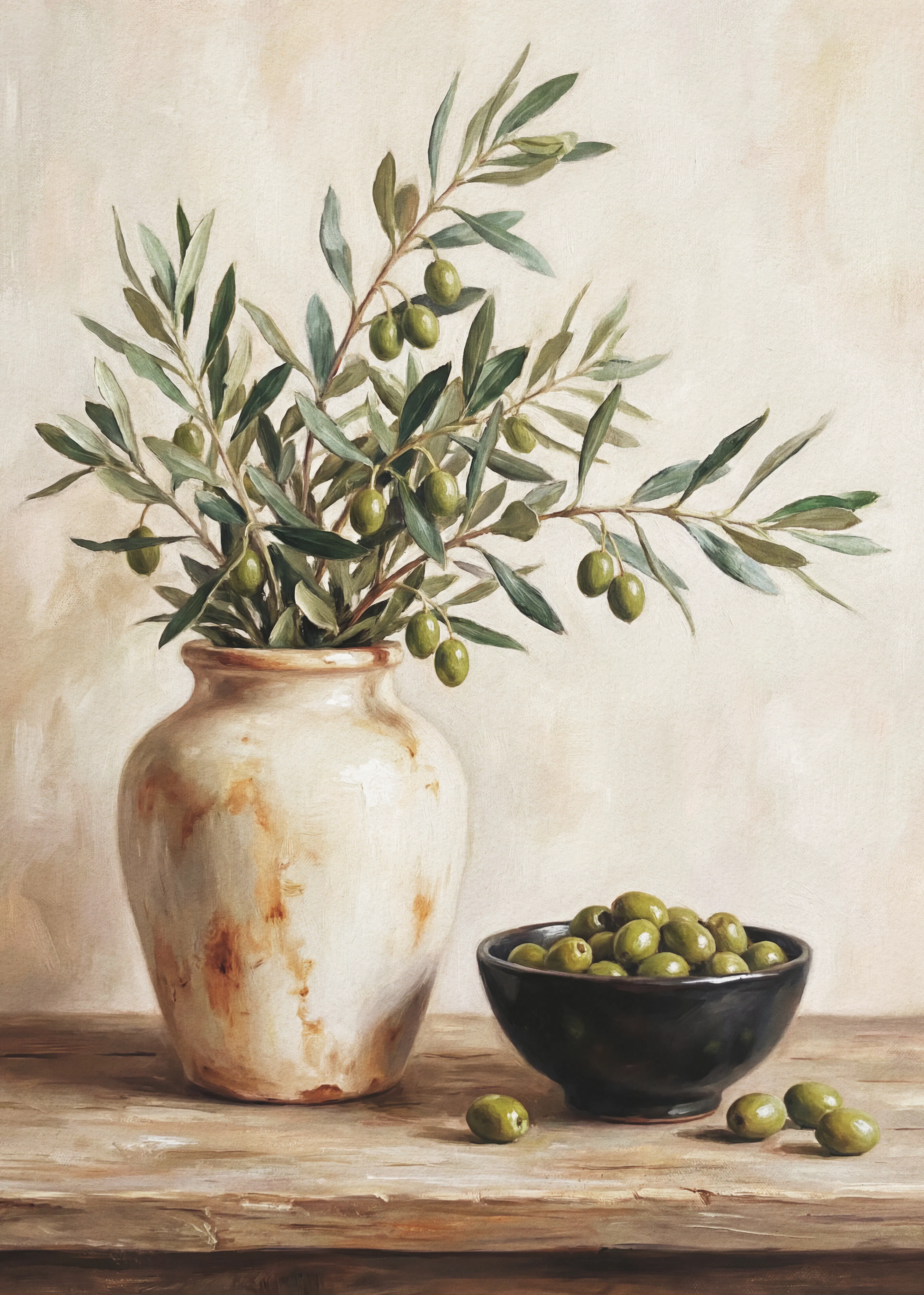 Warm Beige Olive Serenity Poster 0