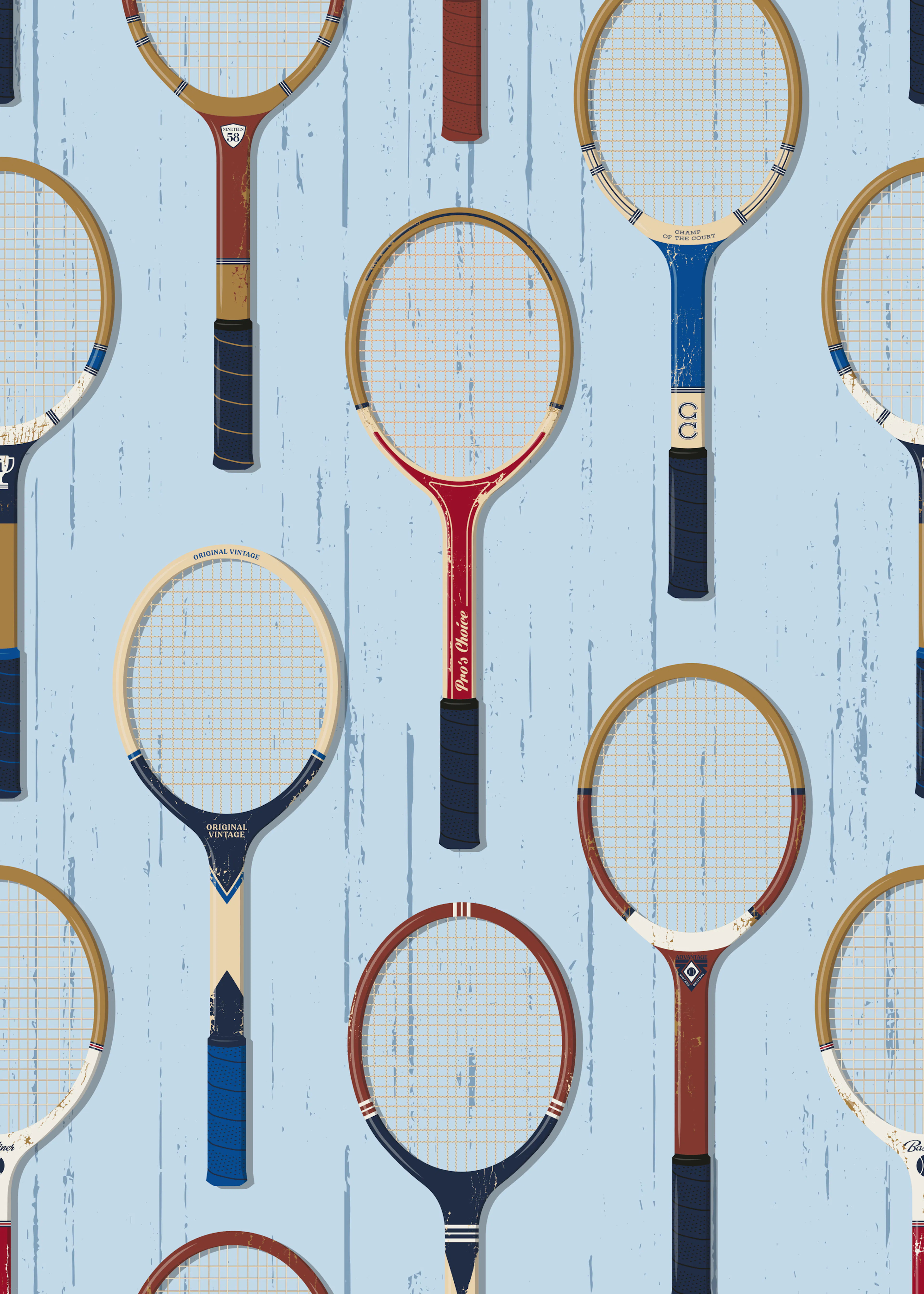 Blue Vintage Tennis Poster 0