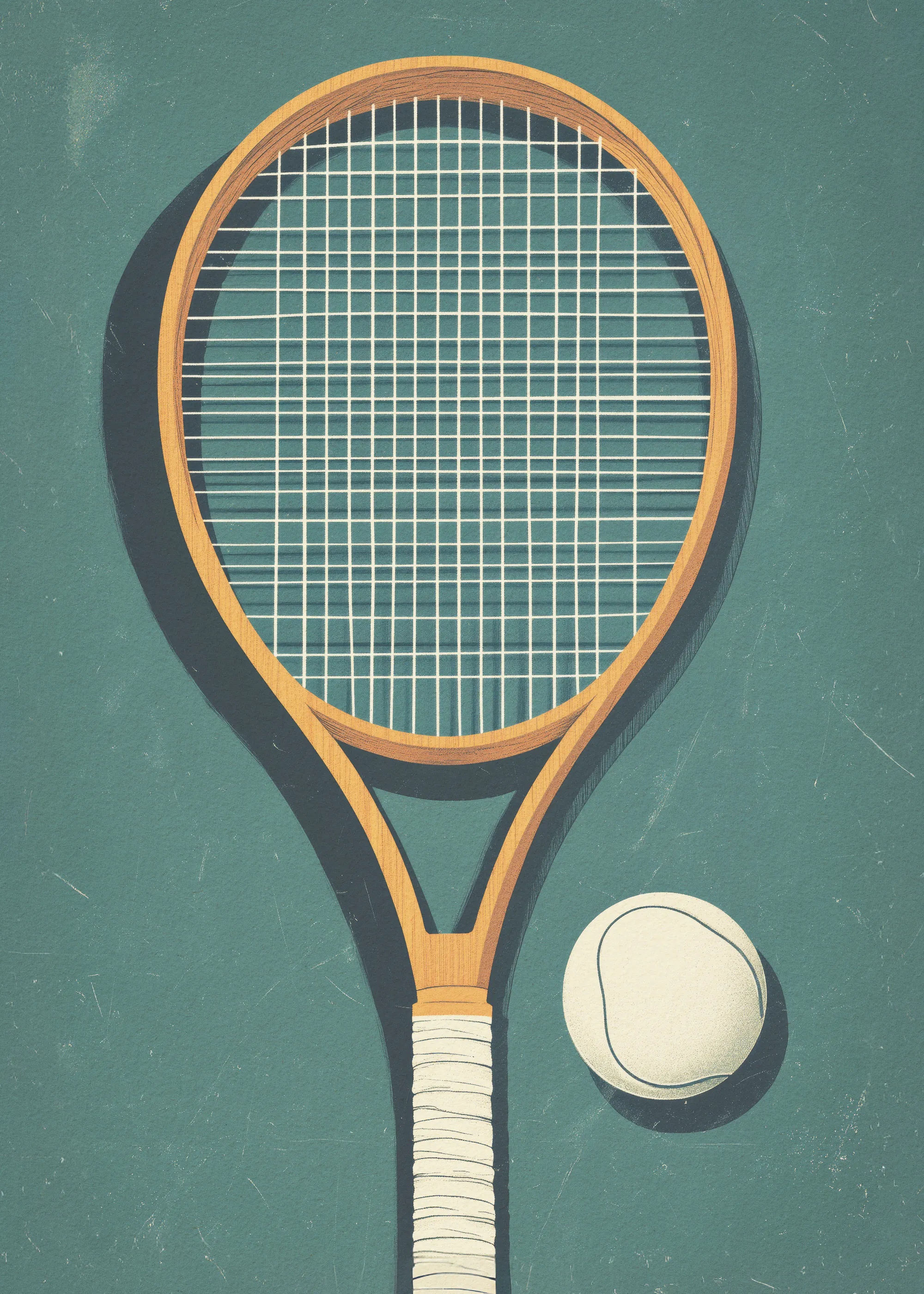 Teal Vintage Tennis Plakat 0