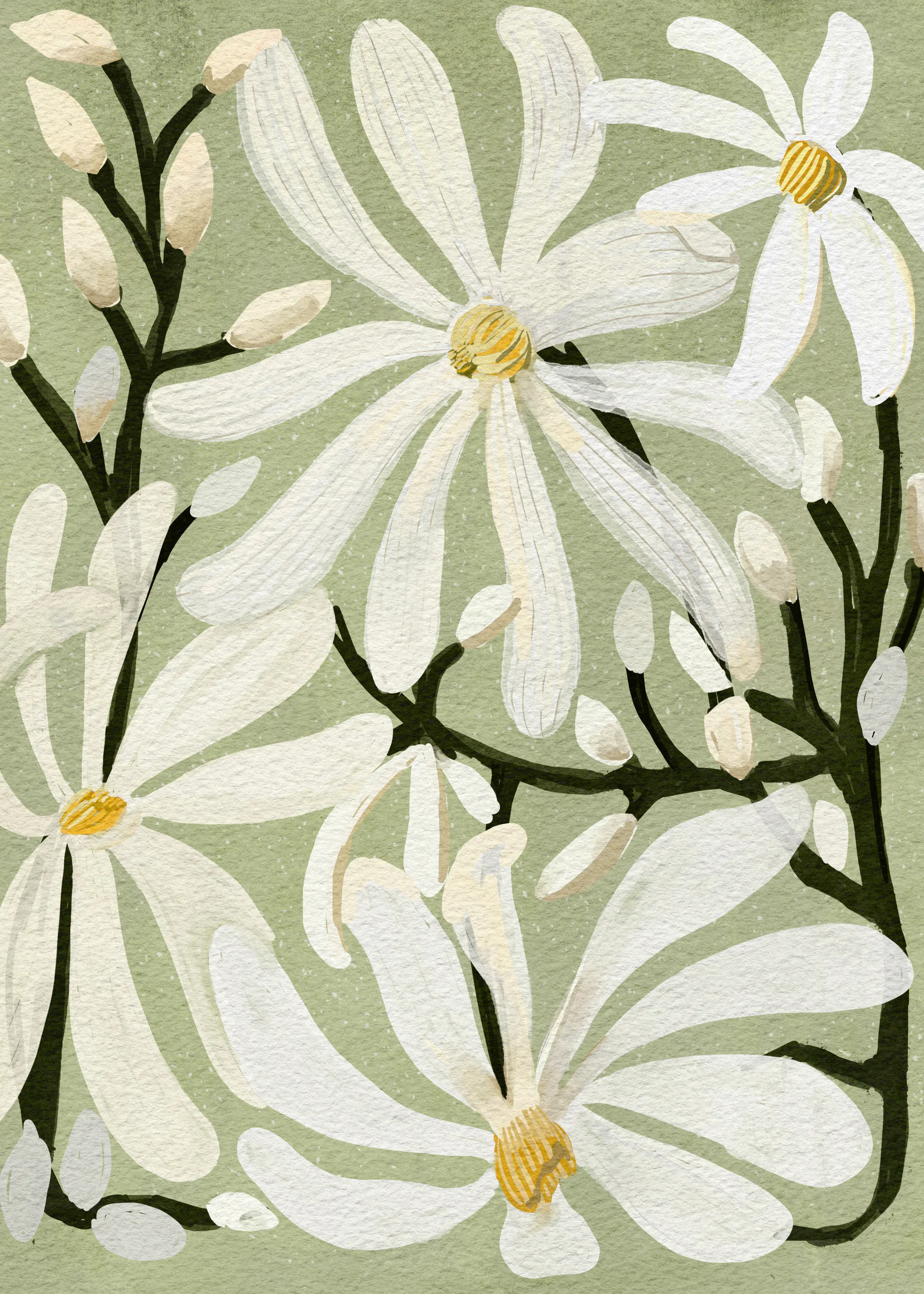 Green White Floral Elegance Poster 0