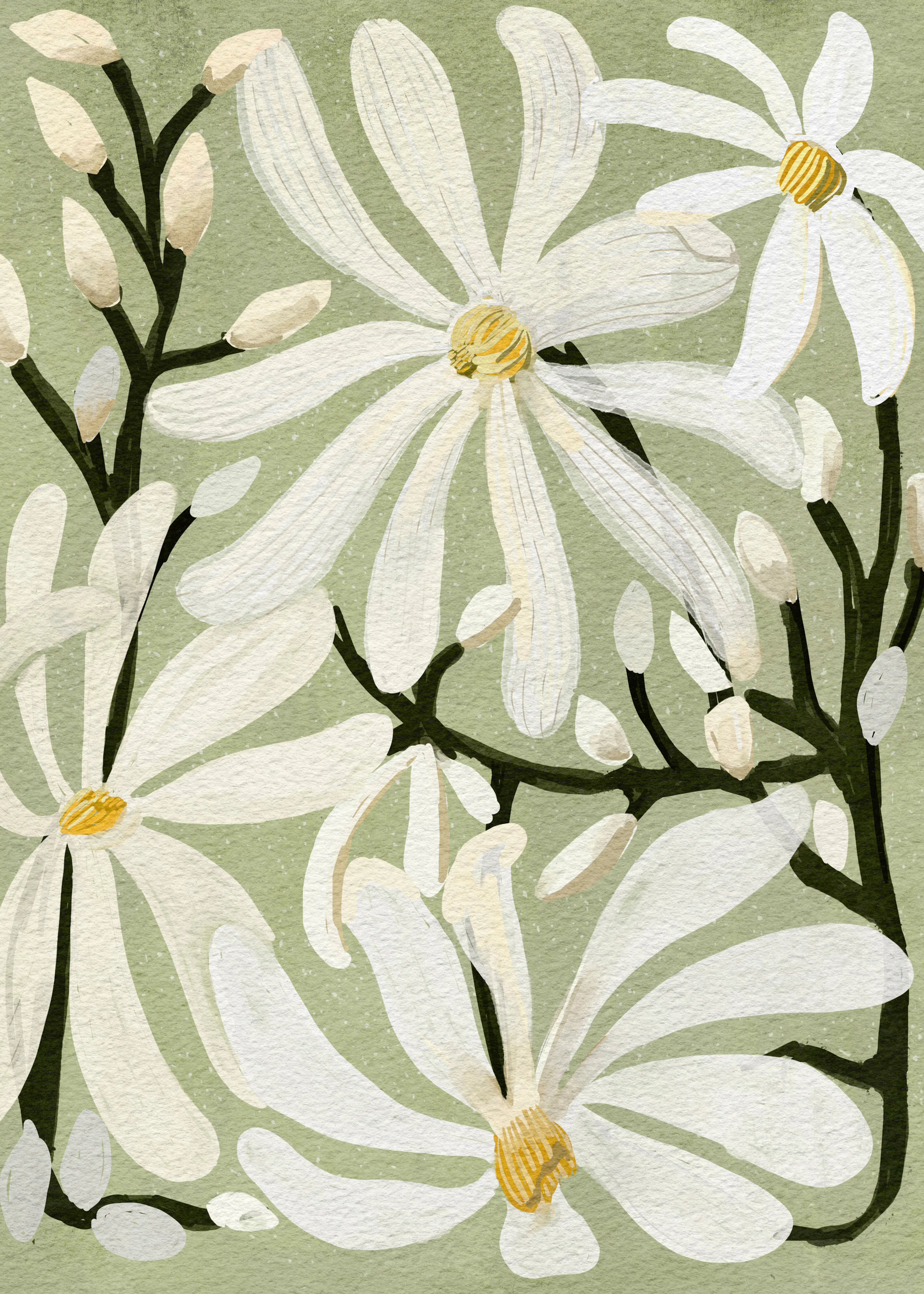 Green White Floral Elegance Poster 0