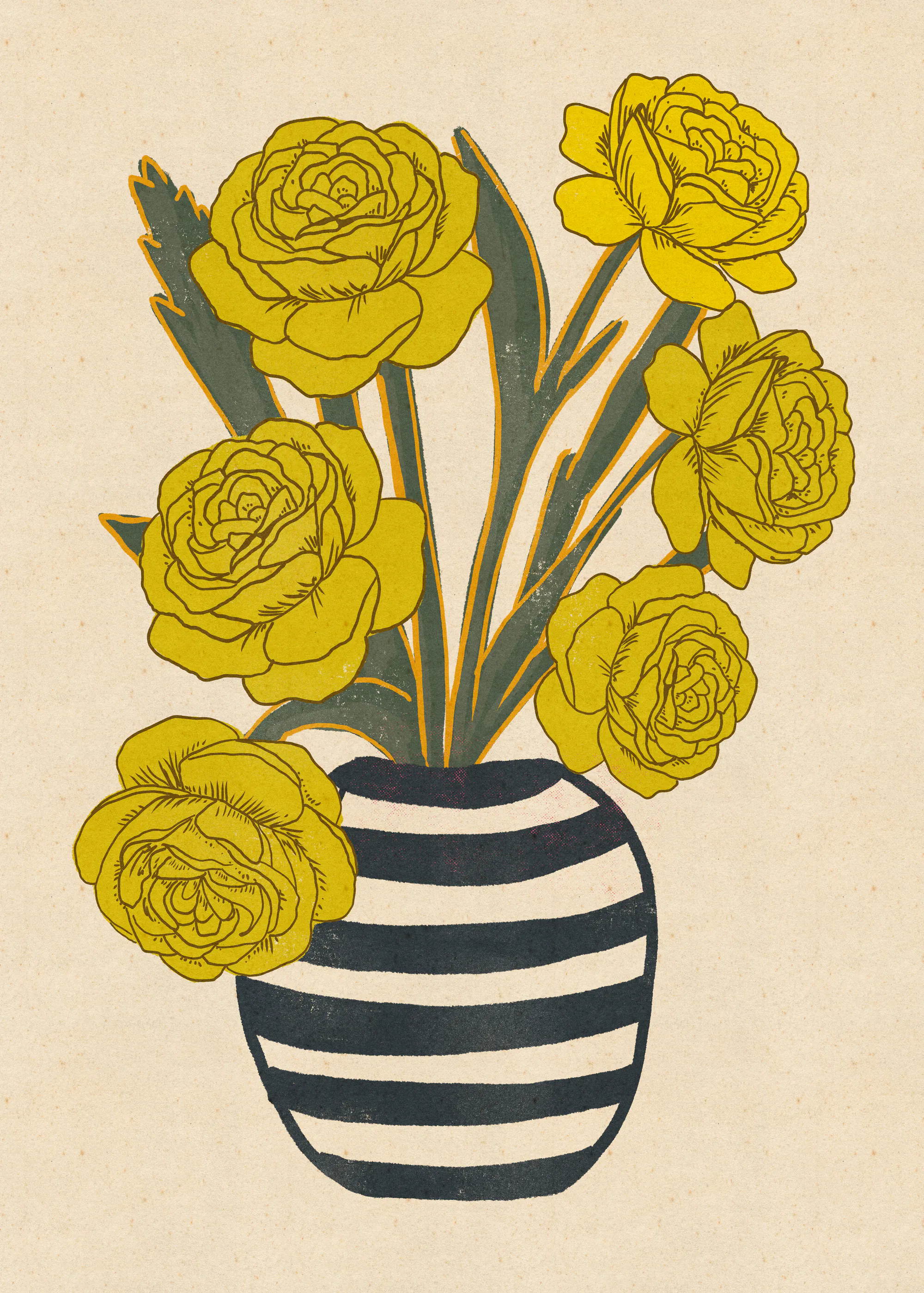 Yellow Striped Blooms Poster 0