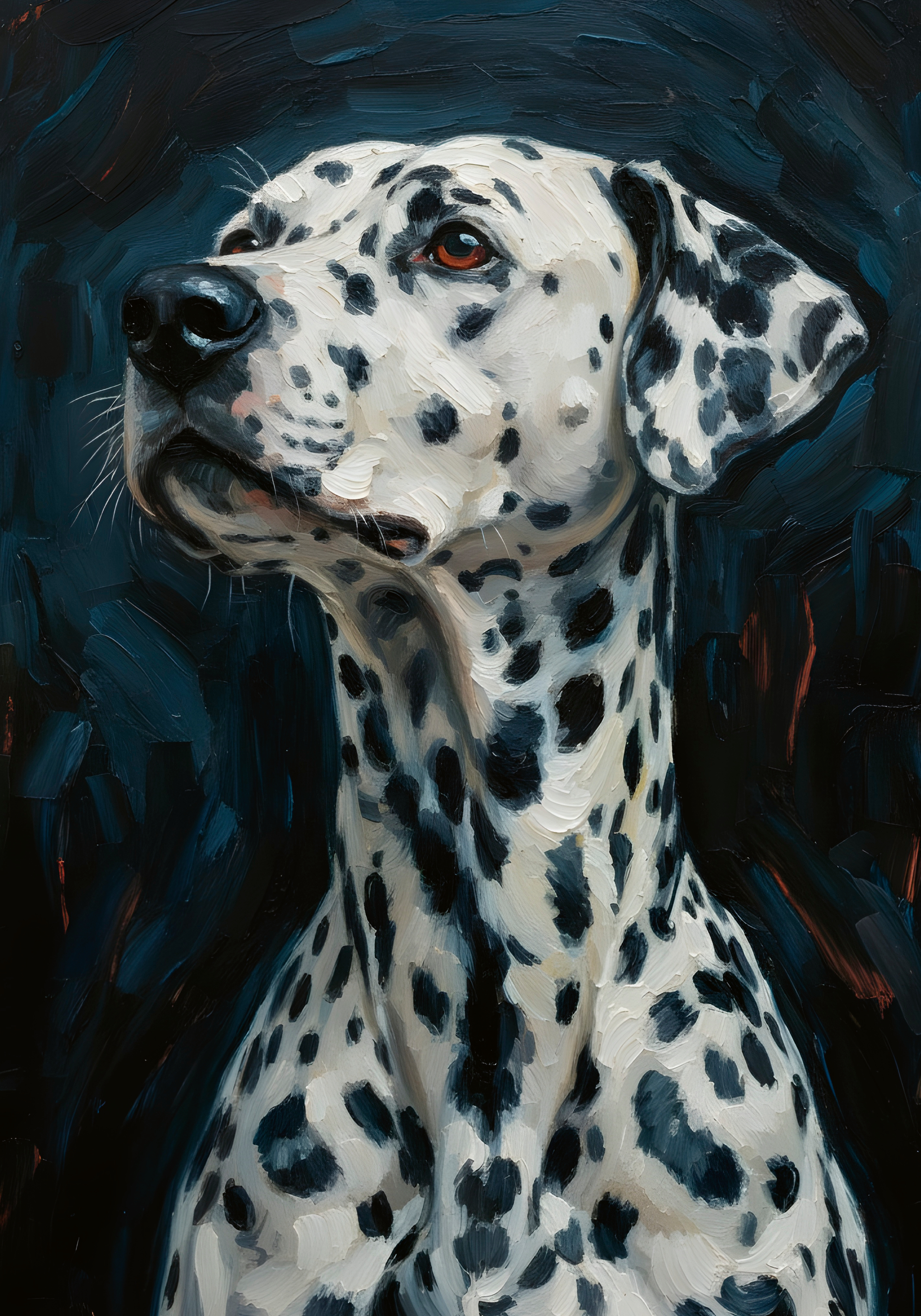 HUGO エレガントなダルメシアン犬の油絵風ポートレート インテリア
