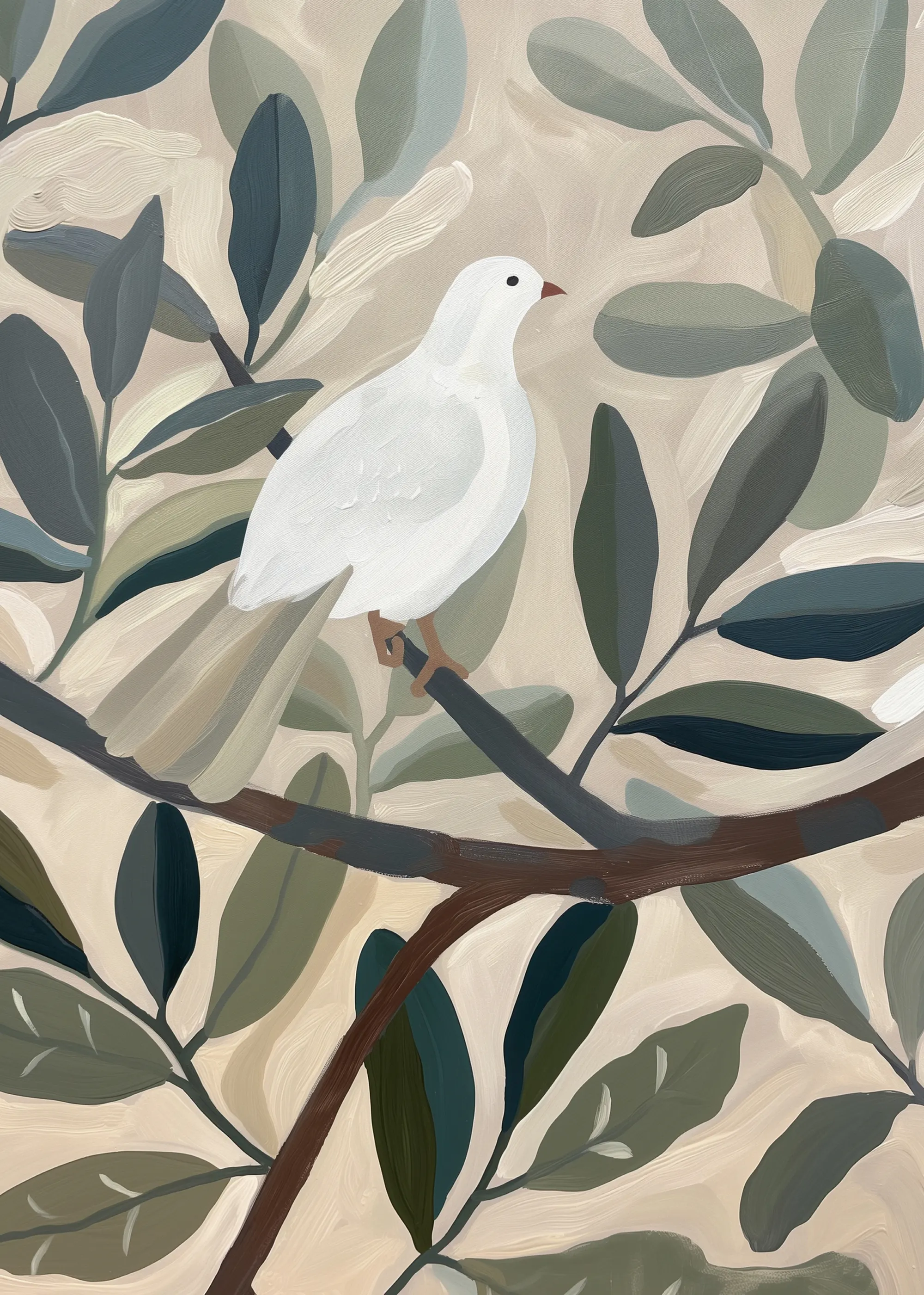 Beige Vredige Duif Poster 0