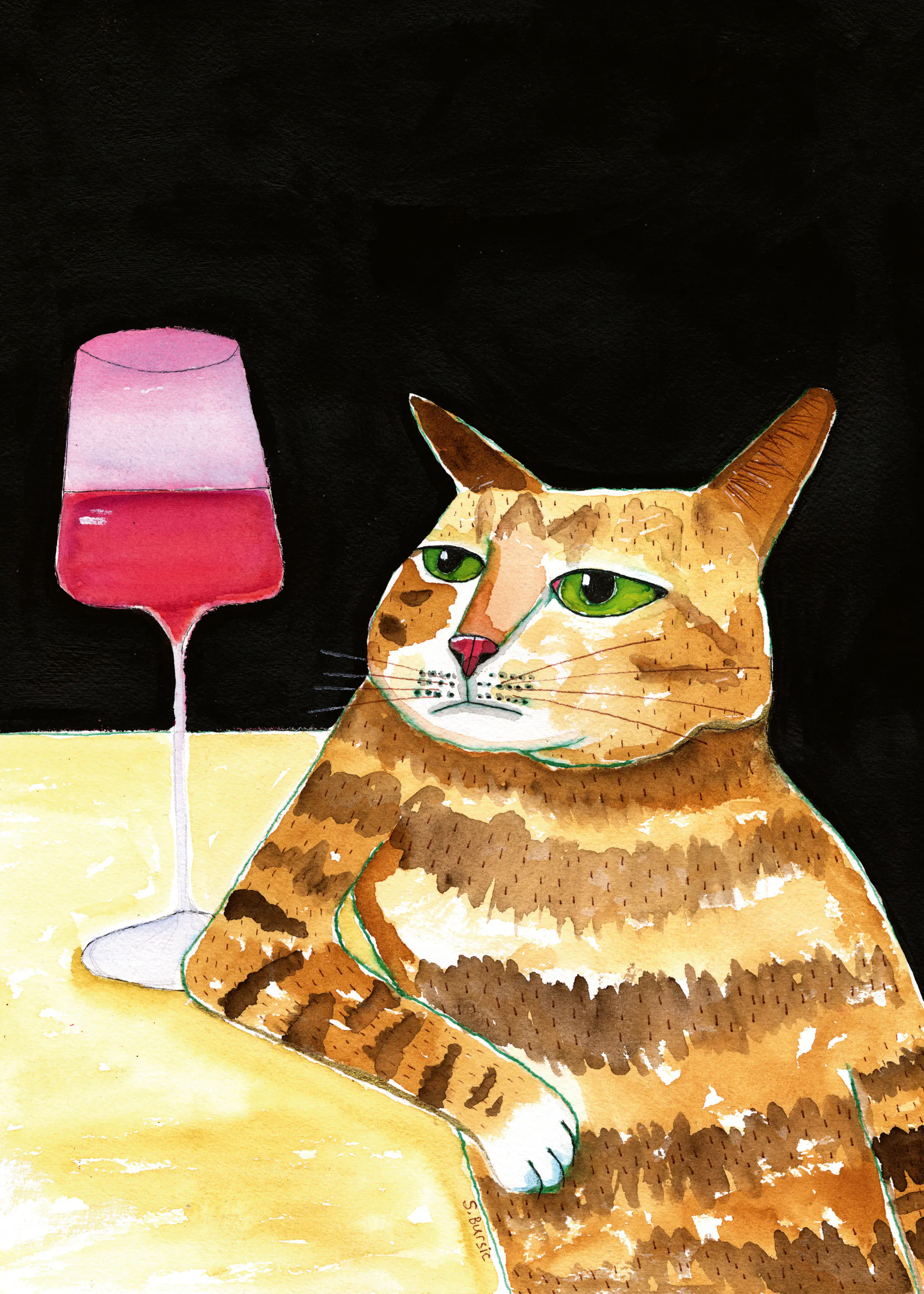 Brown Wine Cat Poster 0