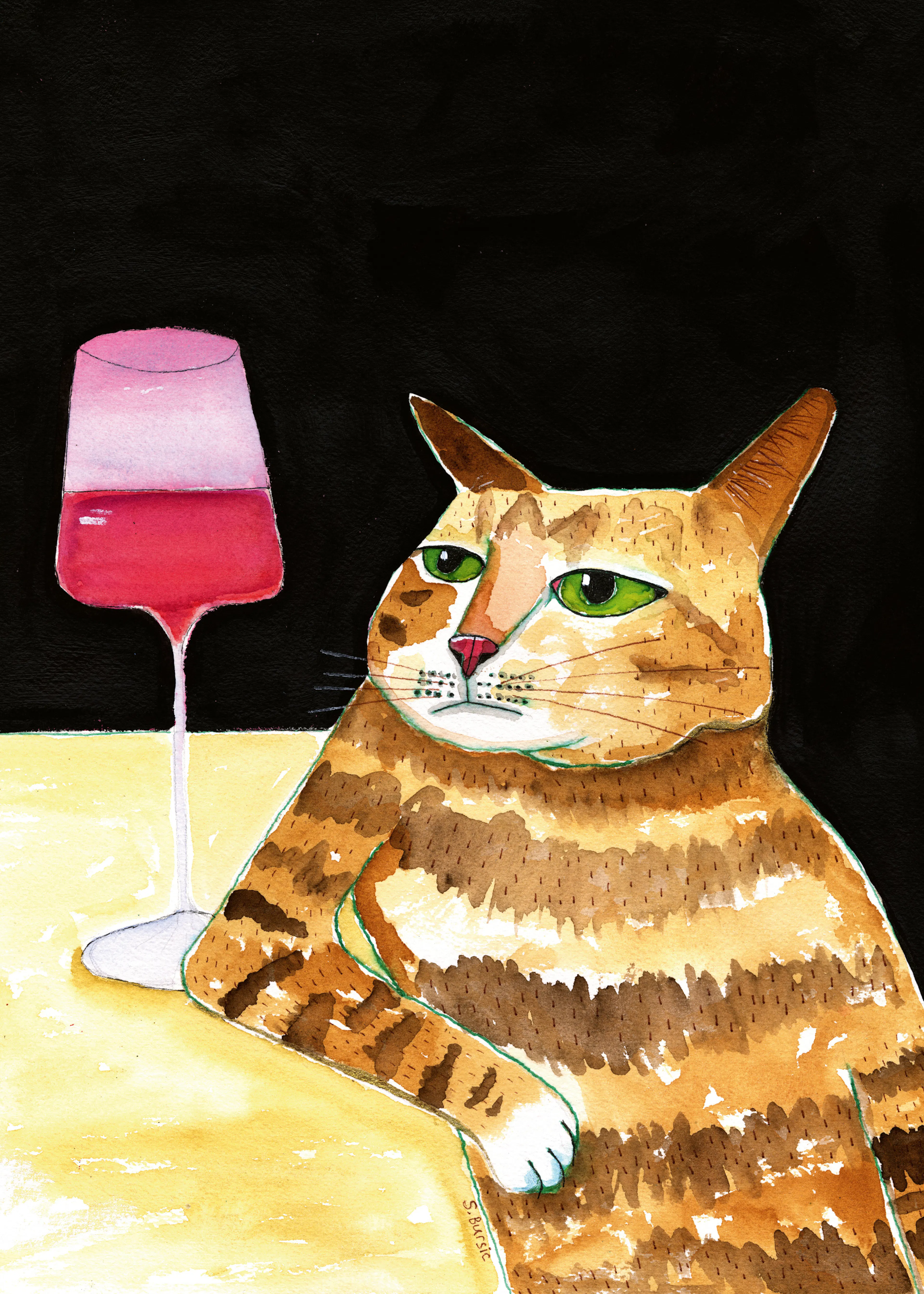 Brown Wine Cat Poster 0