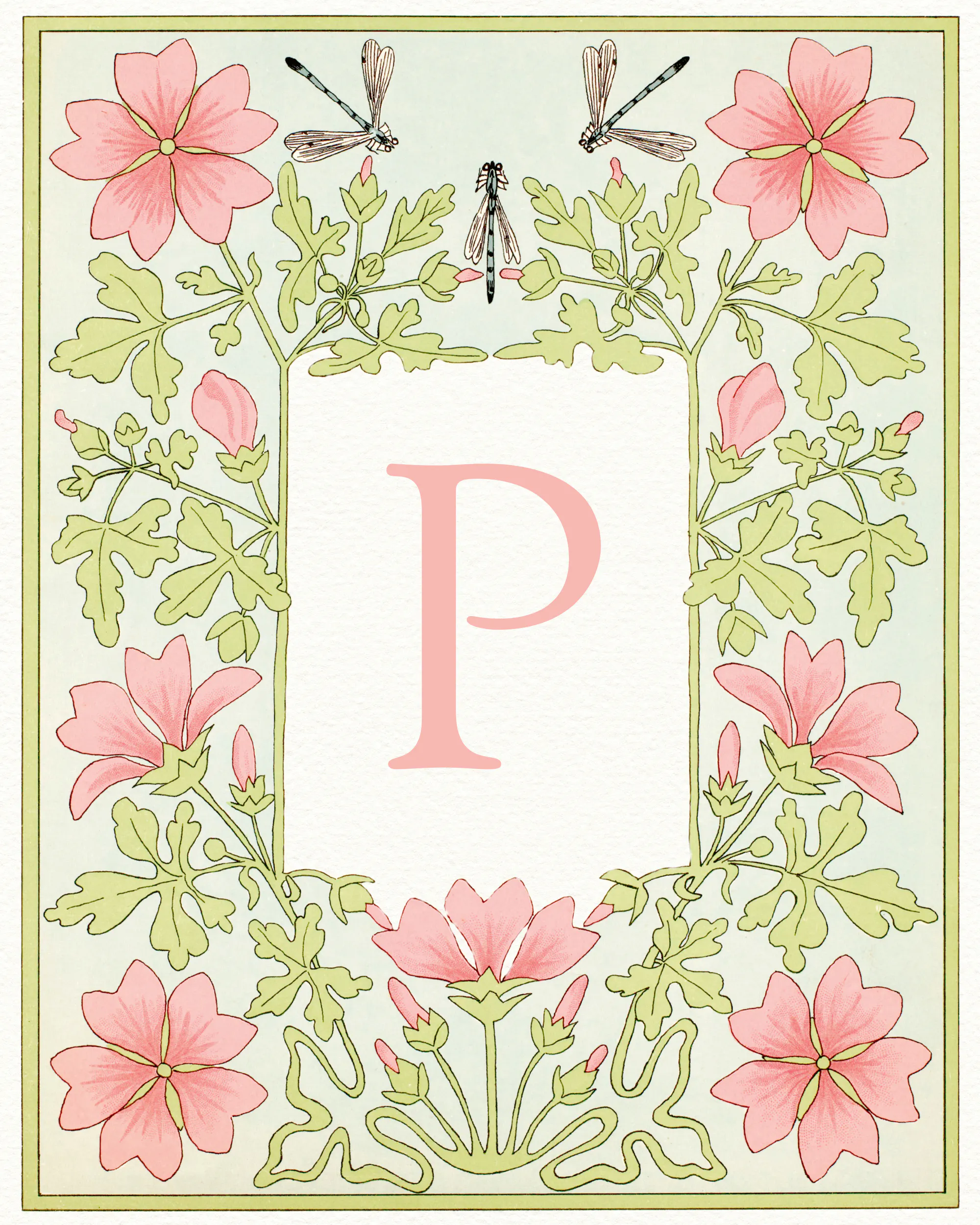 Pink Floraler Buchstabe - P Poster 0