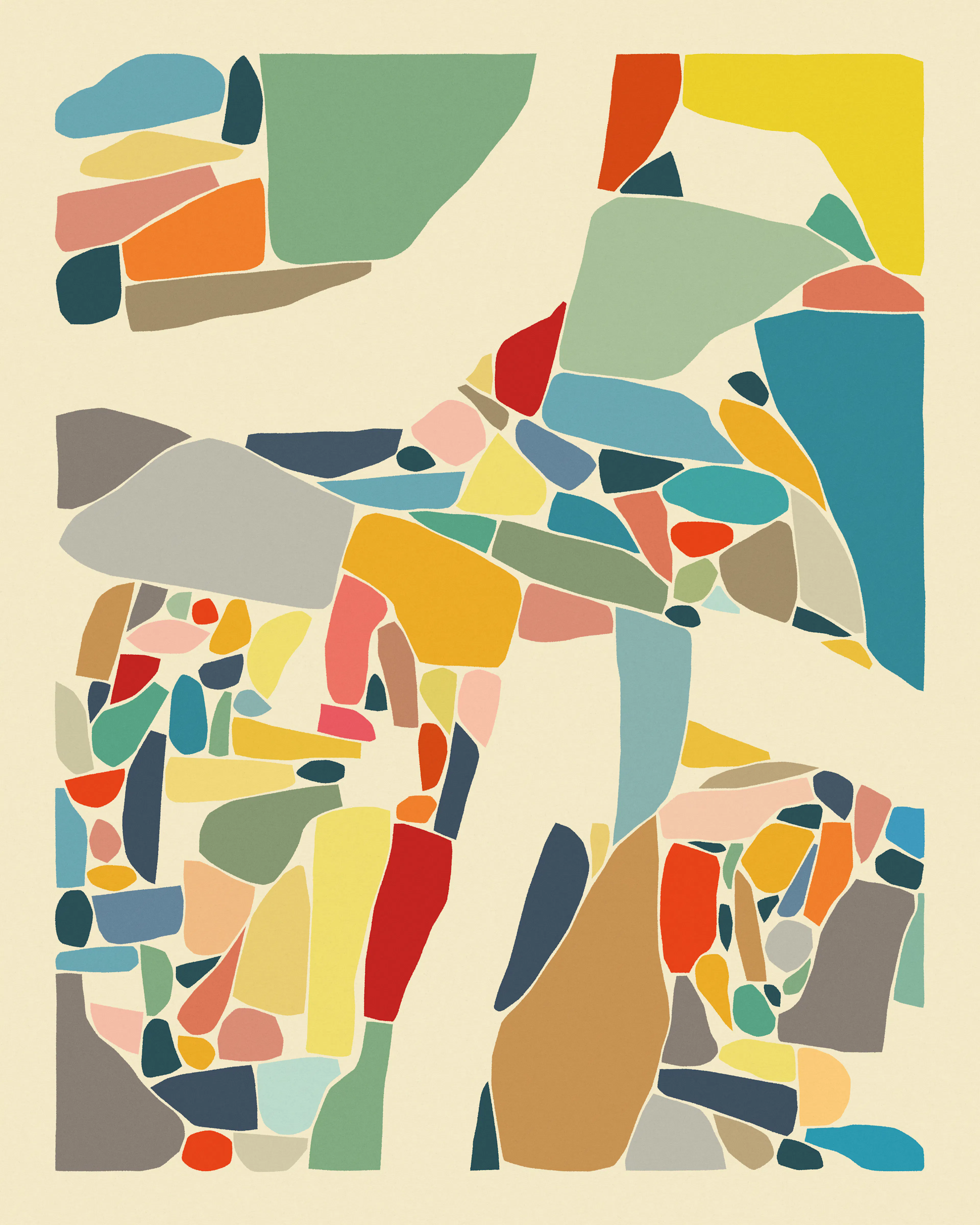 Beige Colorful Abstract Shapes Poster 0