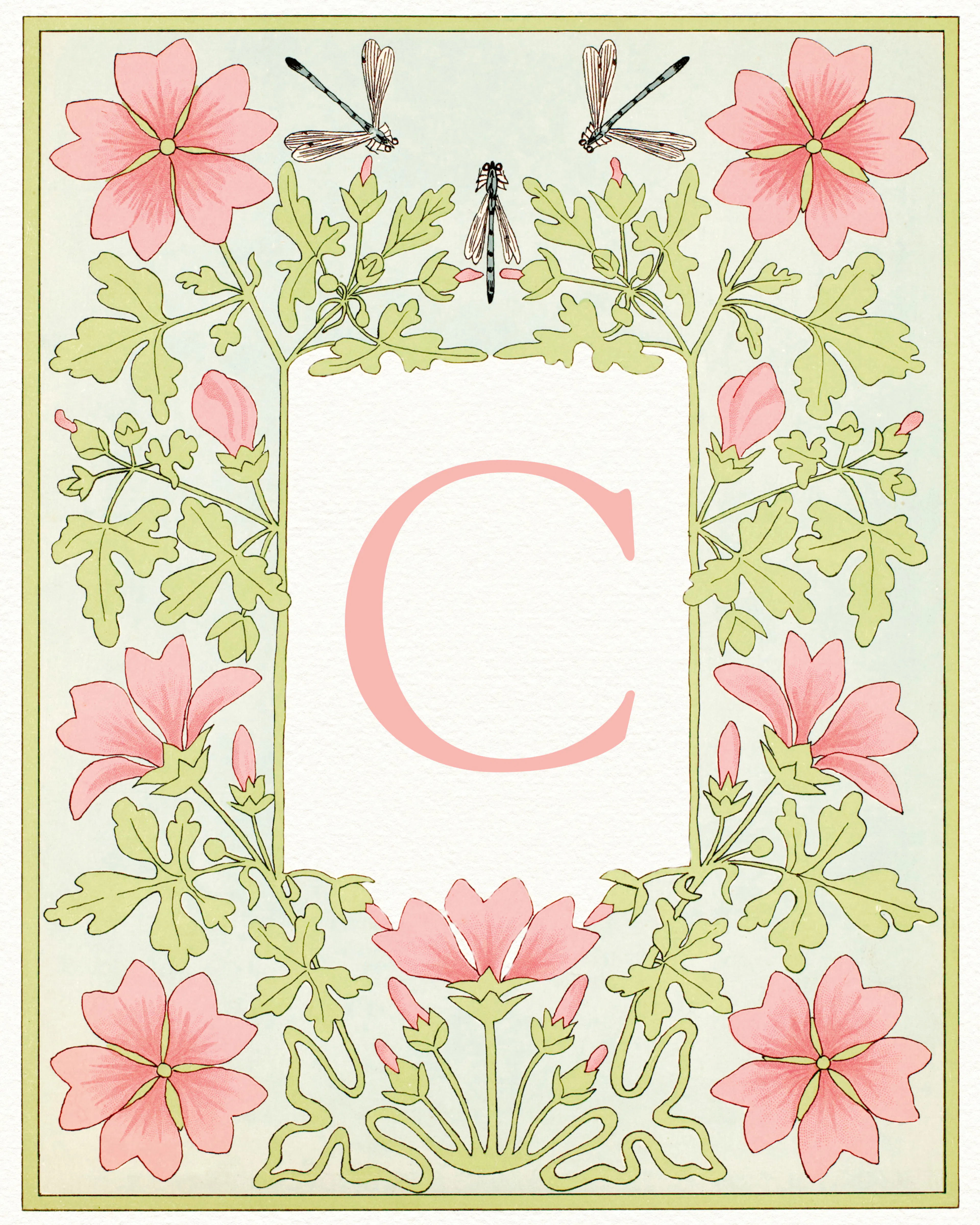 Rosa Floral Buchstabe - C Poster 0