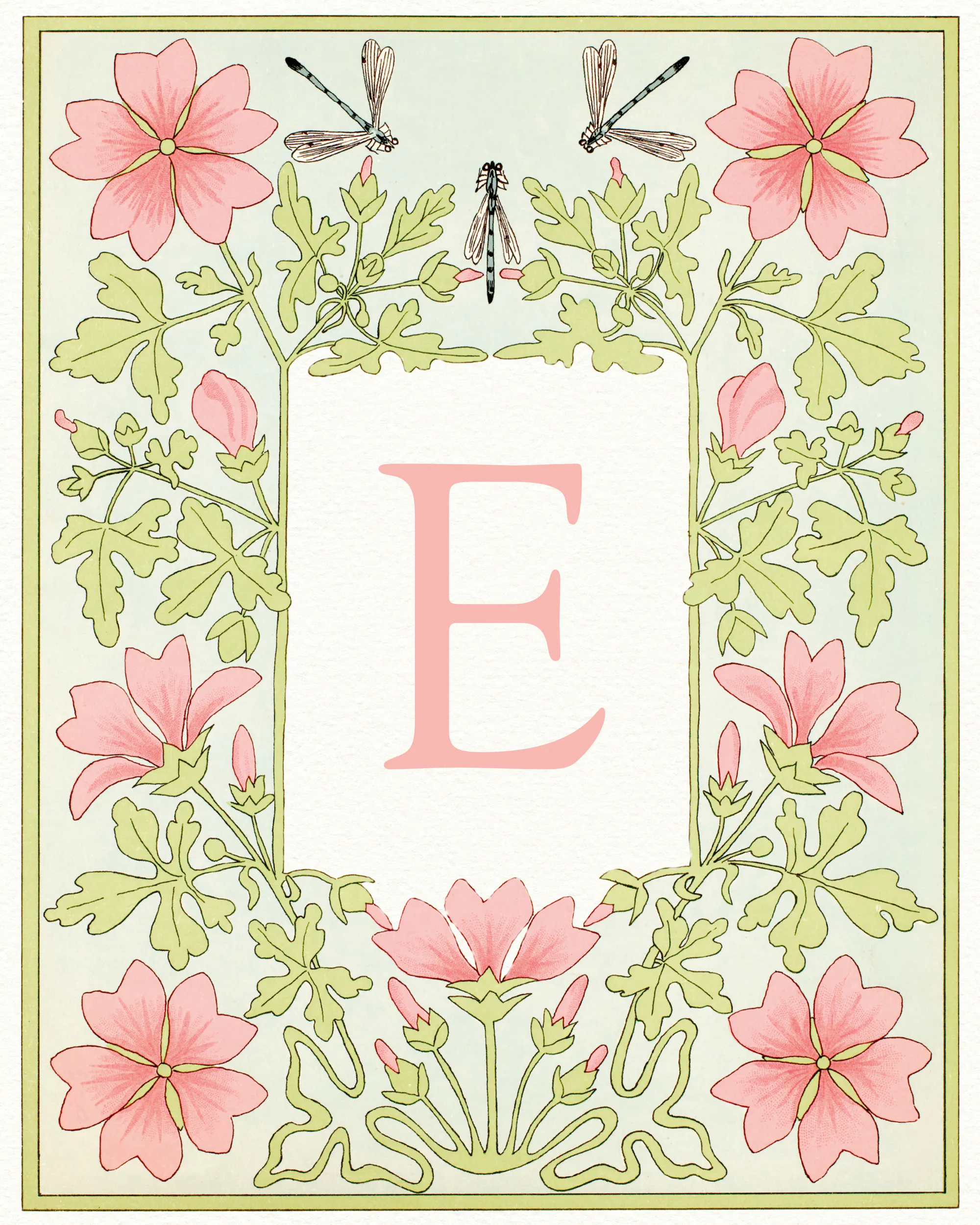 Pinker Floraler Buchstabe - E Poster 0